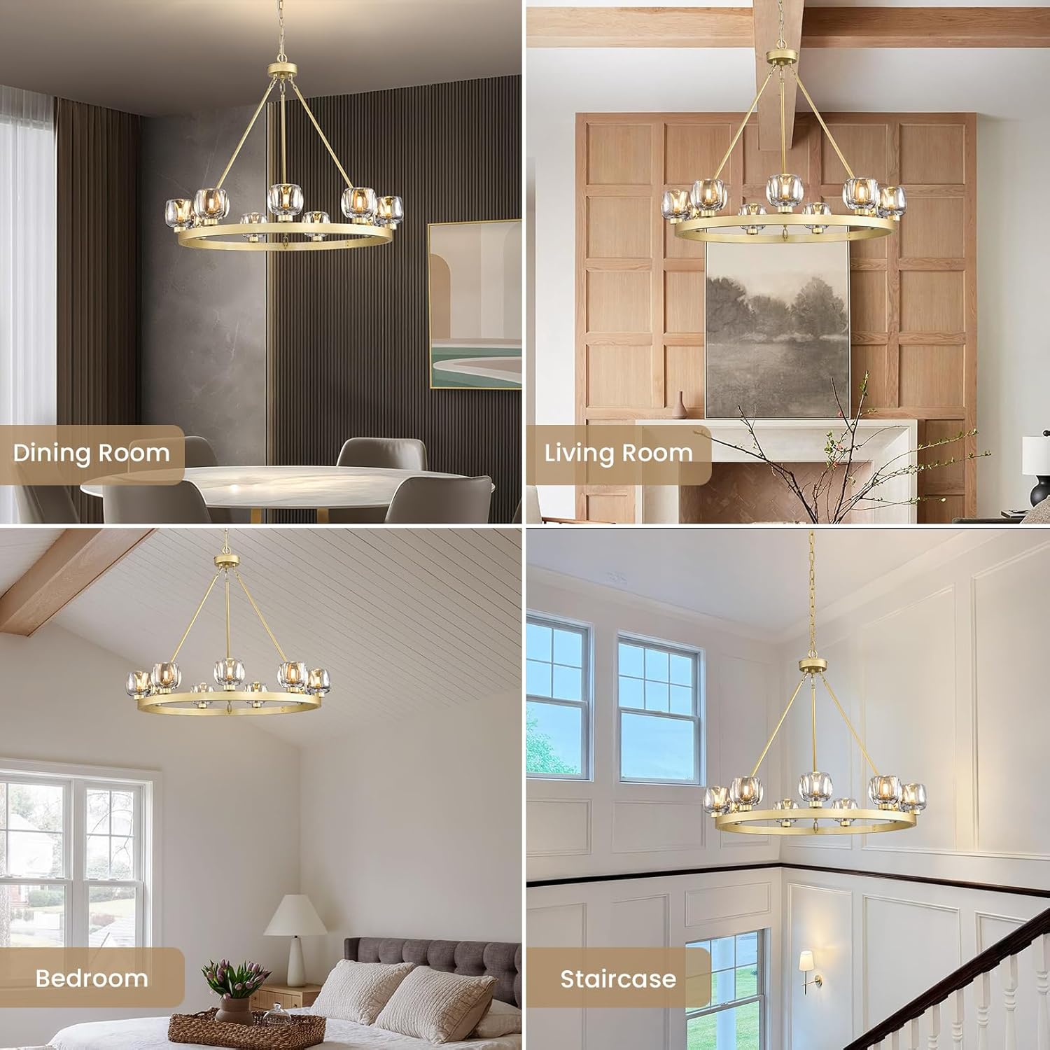 Modern Crystal Farmhouse Wagon Wheel Chandeliers for Dining Room