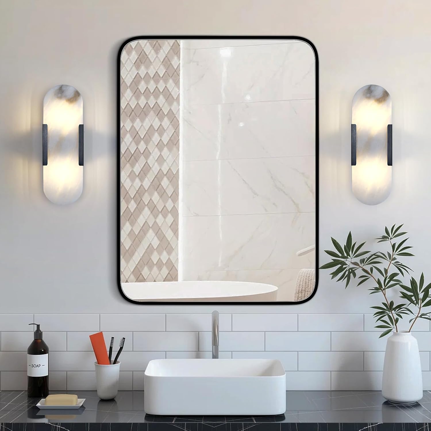 Trinidad Alabaster Wall Sconces 14" 20"