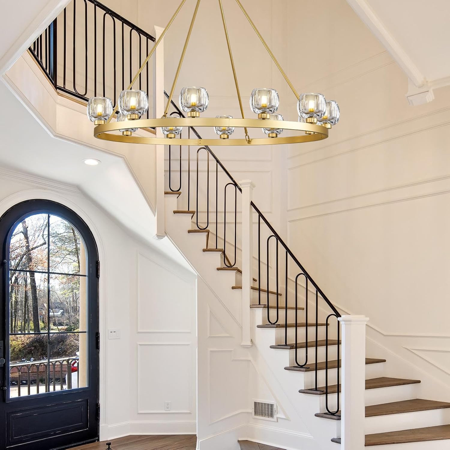 Modern Crystal Farmhouse Wagon Wheel Chandeliers for Dining Room