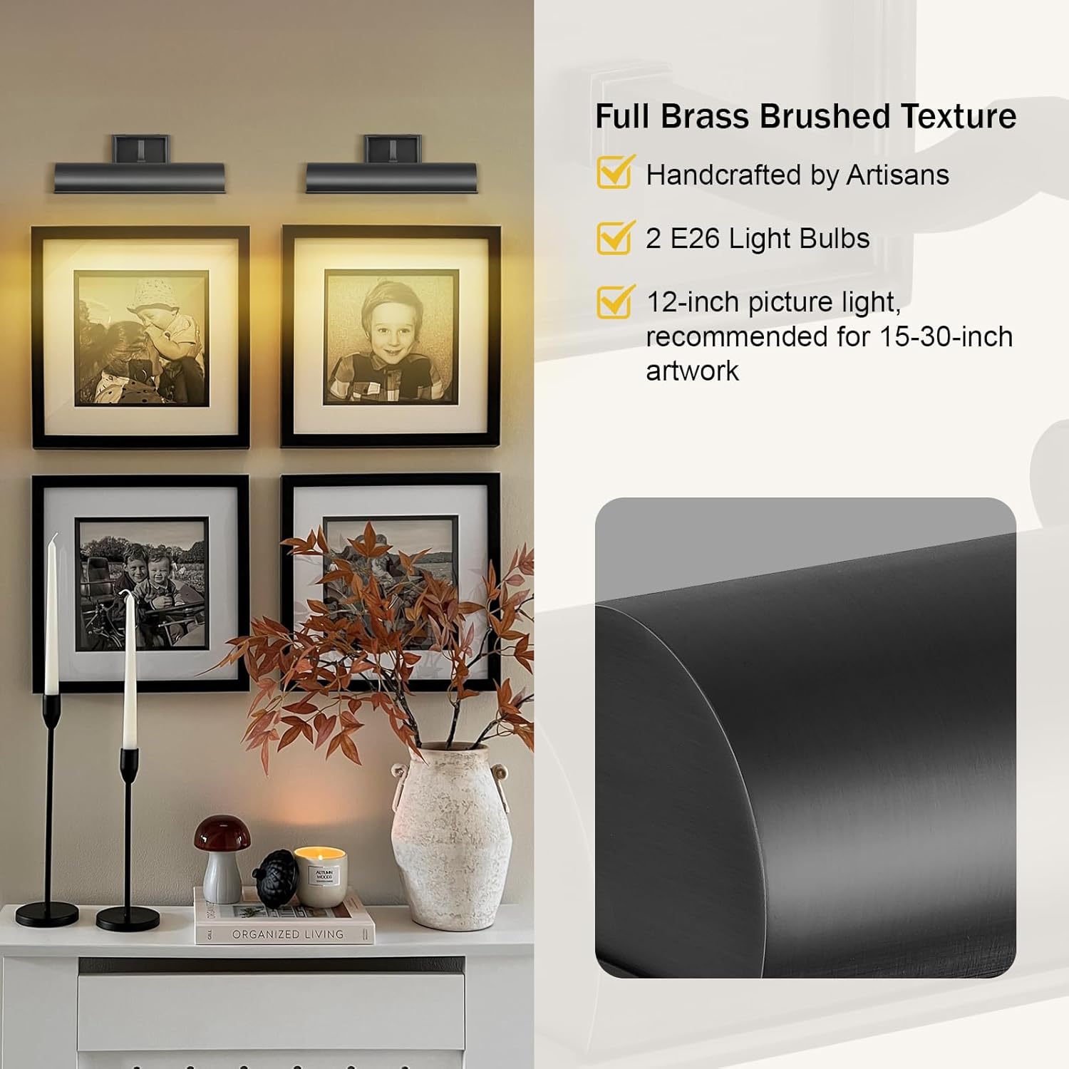 Modern 12in Picture Lights for Wall Hardwired