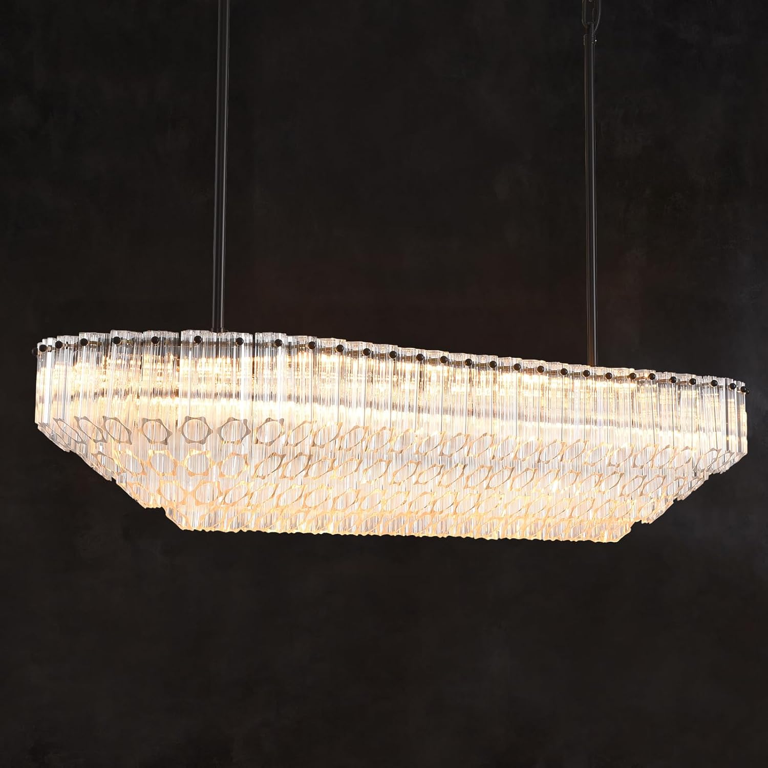 MDEGLYO Modern Amber and Clear Glass Chandelier