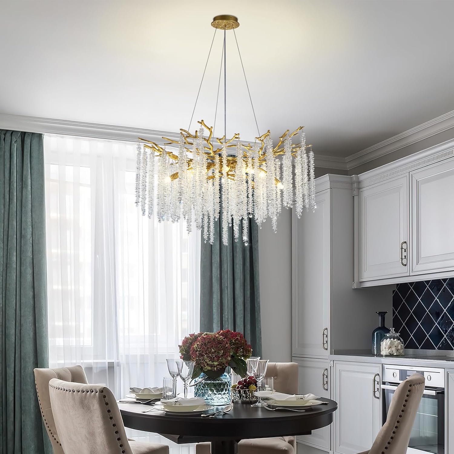 Round Gold Tree Branches Chandelier 30 " - Fast Delivery-1-Luxehomezone