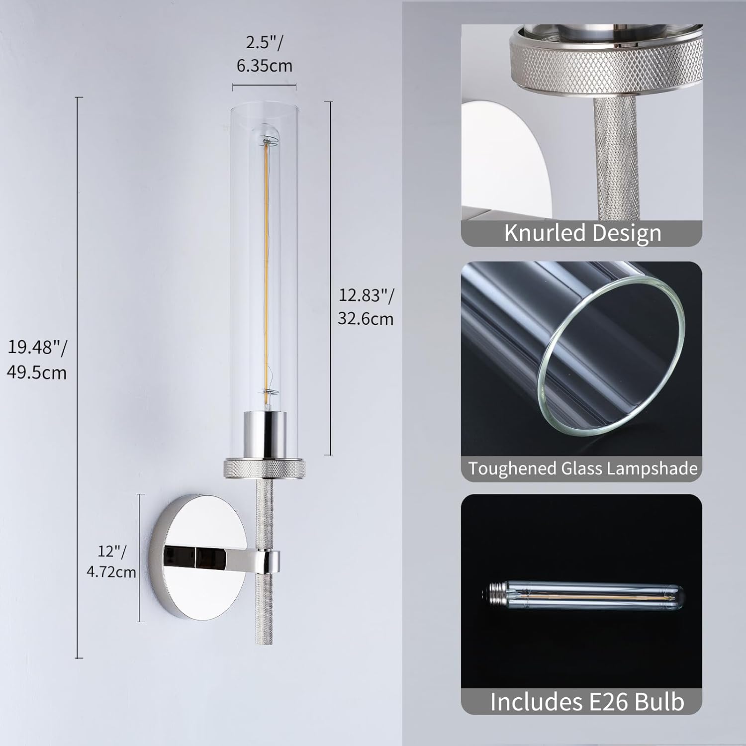 Knurled Glass Wall Sconces 1 Light