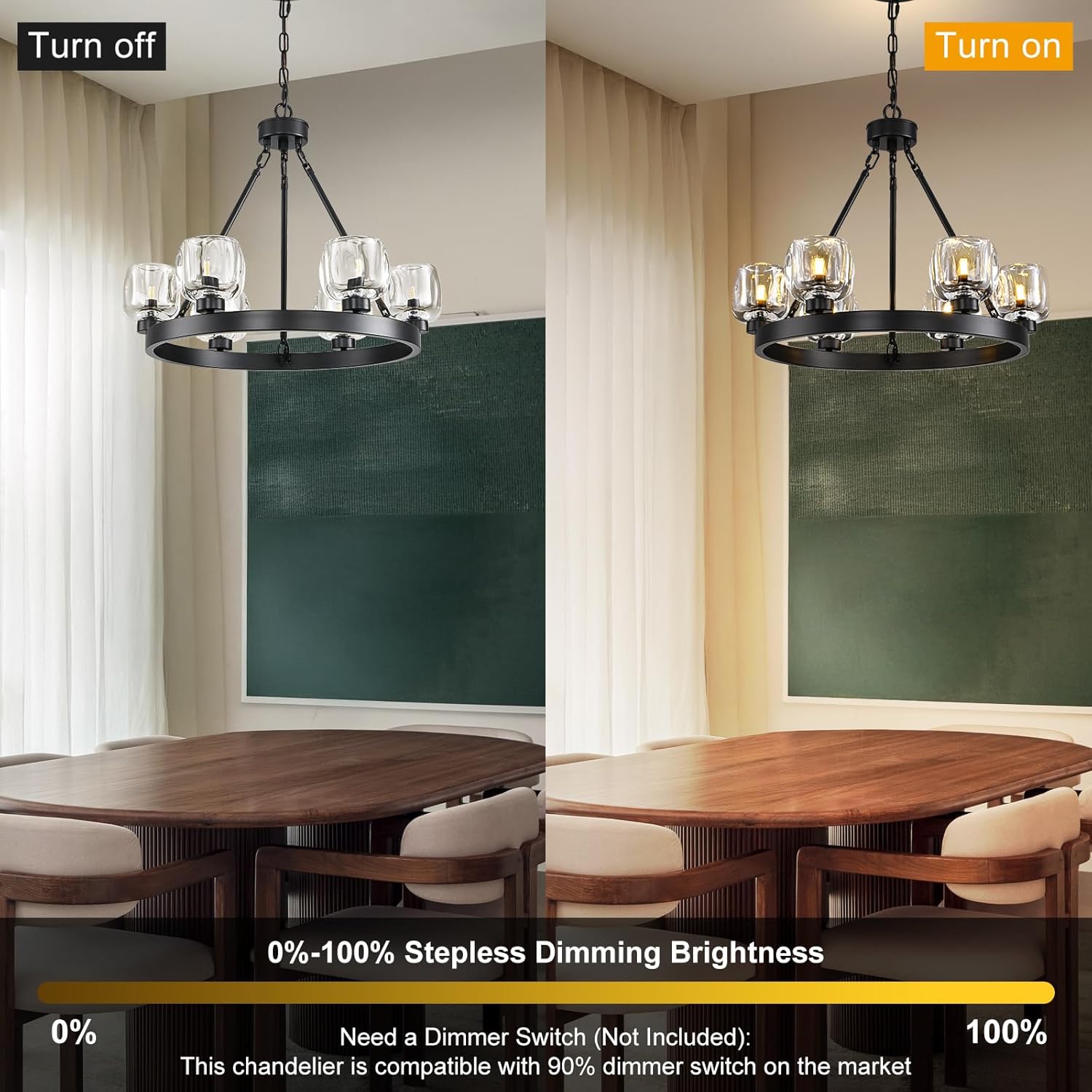 Modern Crystal Farmhouse Wagon Wheel Chandeliers for Dining Room