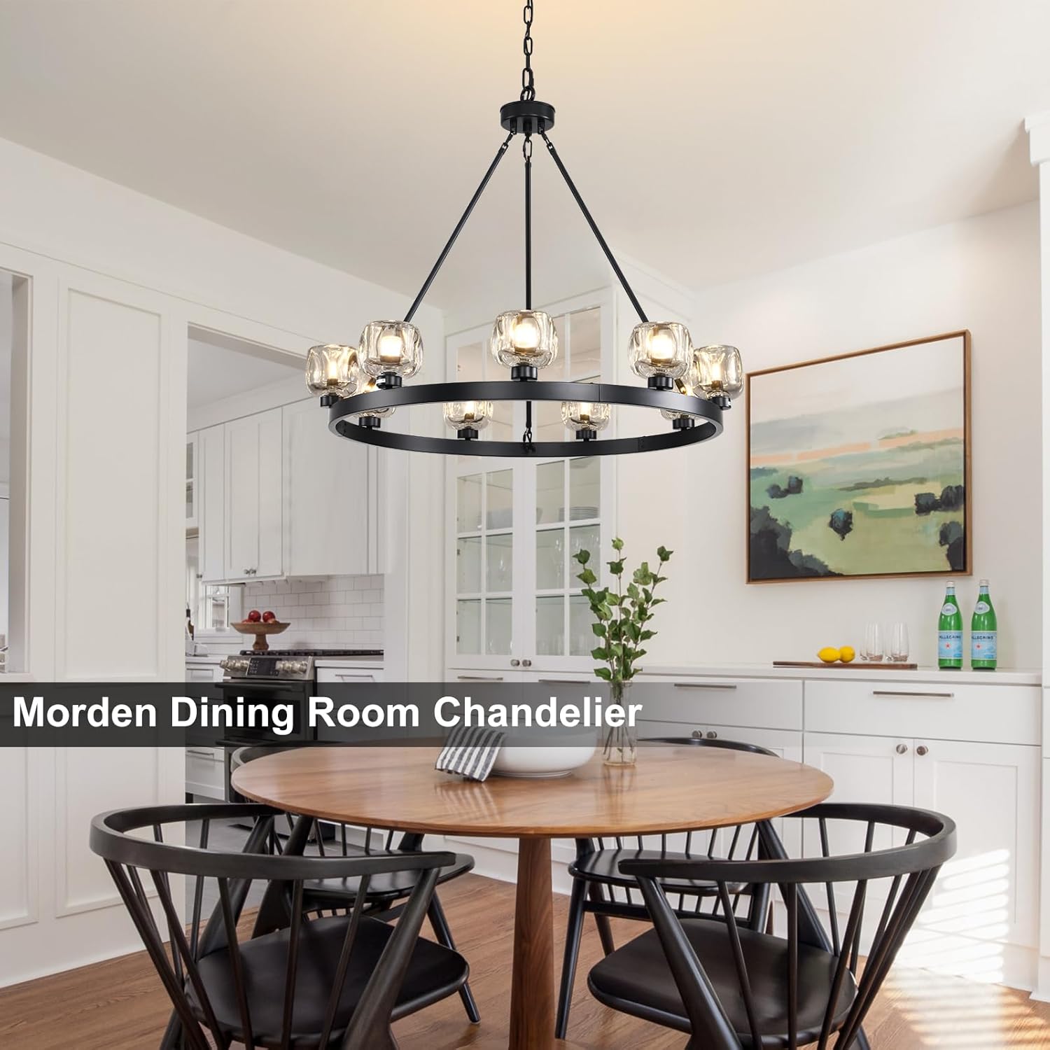 Modern Crystal Farmhouse Wagon Wheel Chandeliers for Dining Room