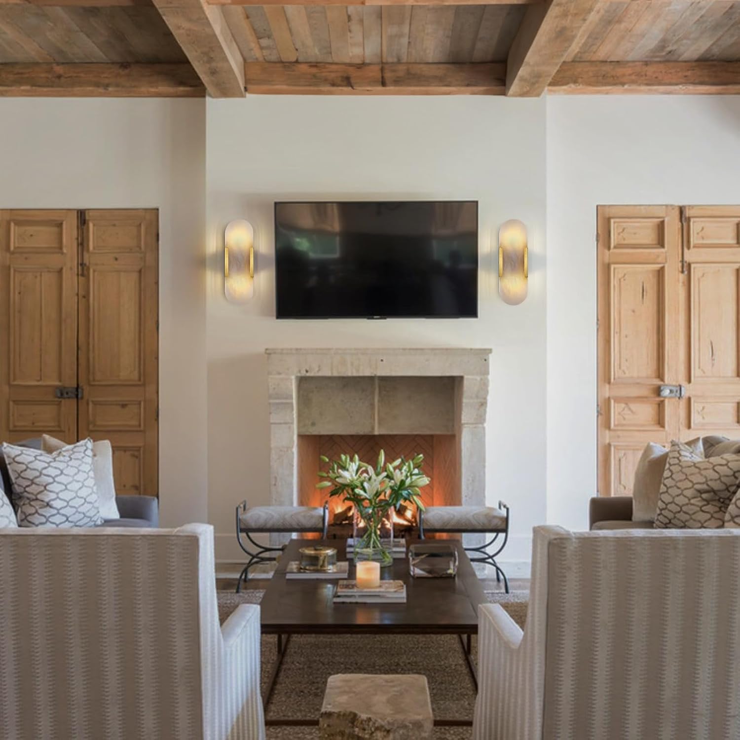 Trinidad Alabaster Wall Sconces 14" 20"