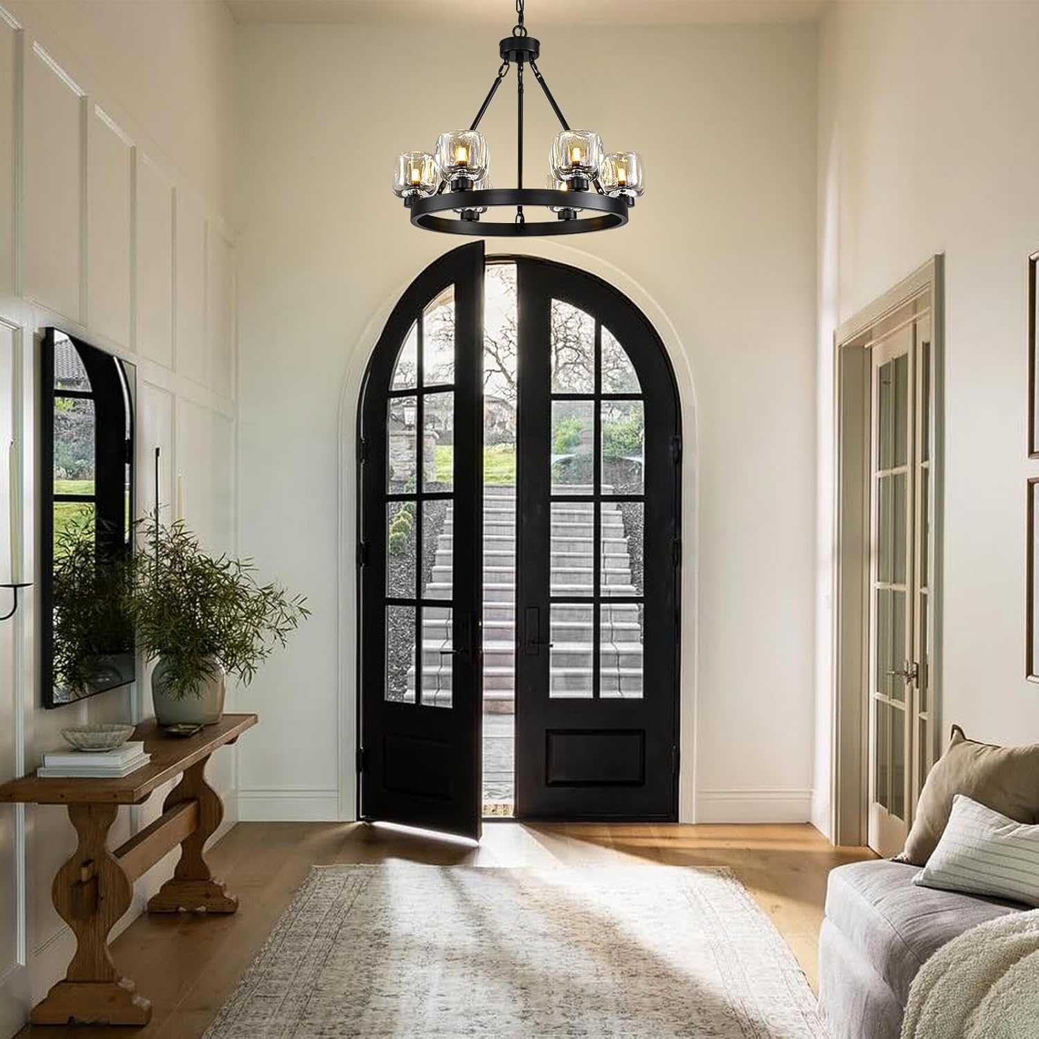 Modern Crystal Farmhouse Wagon Wheel Chandeliers for Dining Room