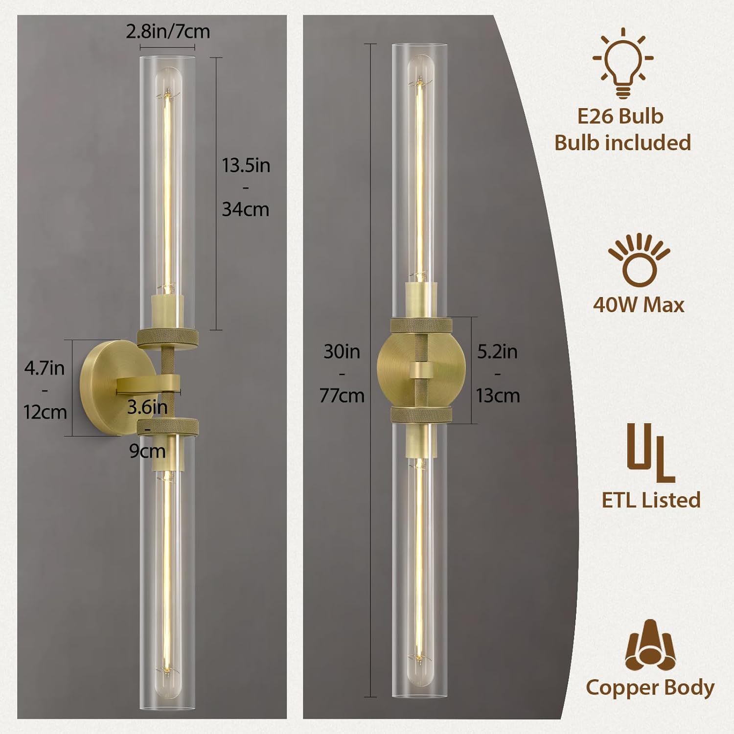 Knurled Glass Wall Sconces 2Light