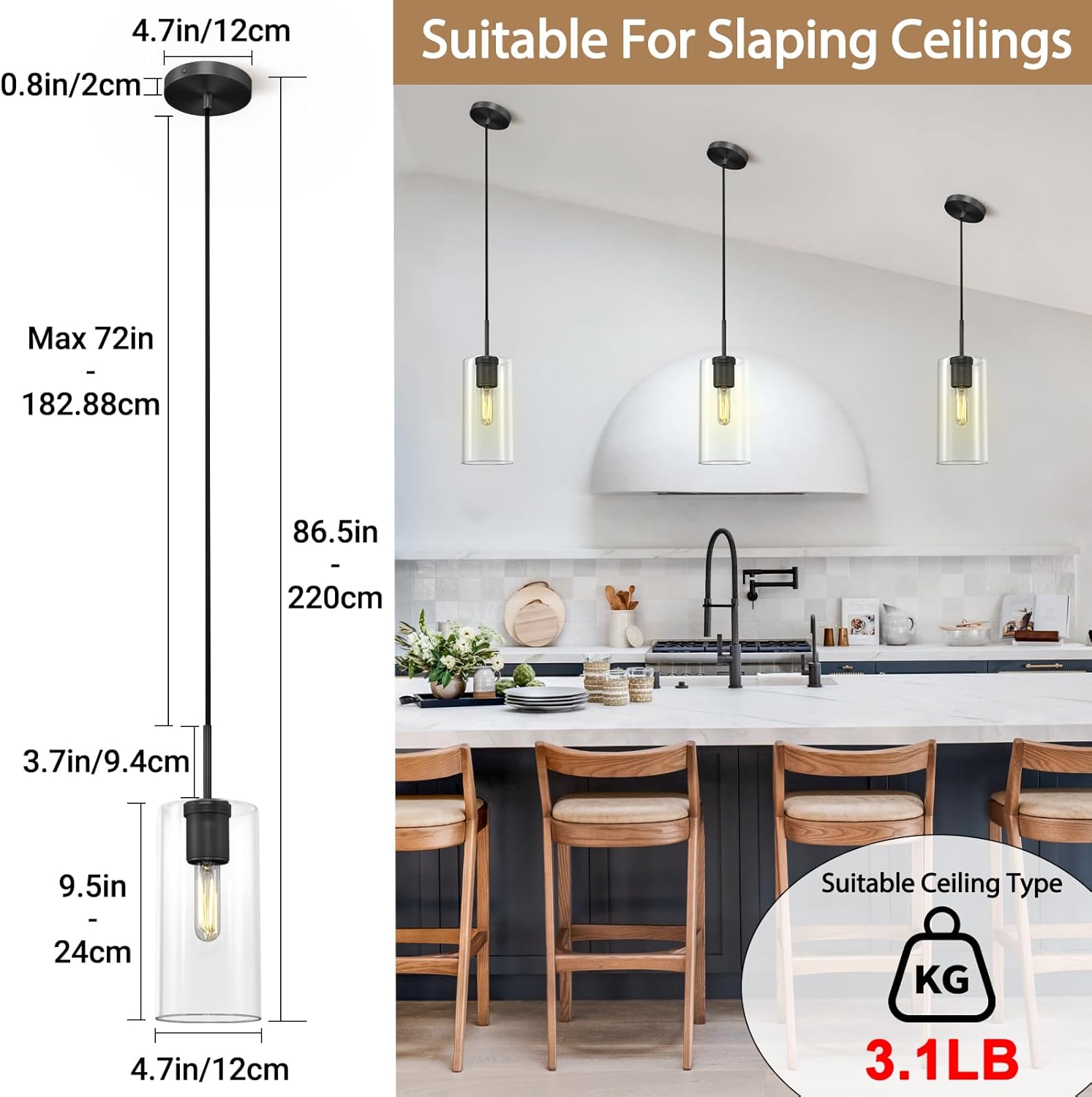 Modern Glass Pendant Lights Kitchen Island Pendant Lights