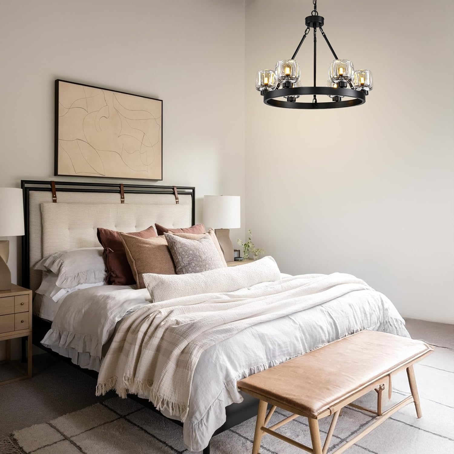 Modern Crystal Farmhouse Wagon Wheel Chandeliers for Dining Room