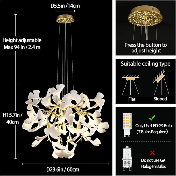 Ginkgo Round Chandelier 23.6''