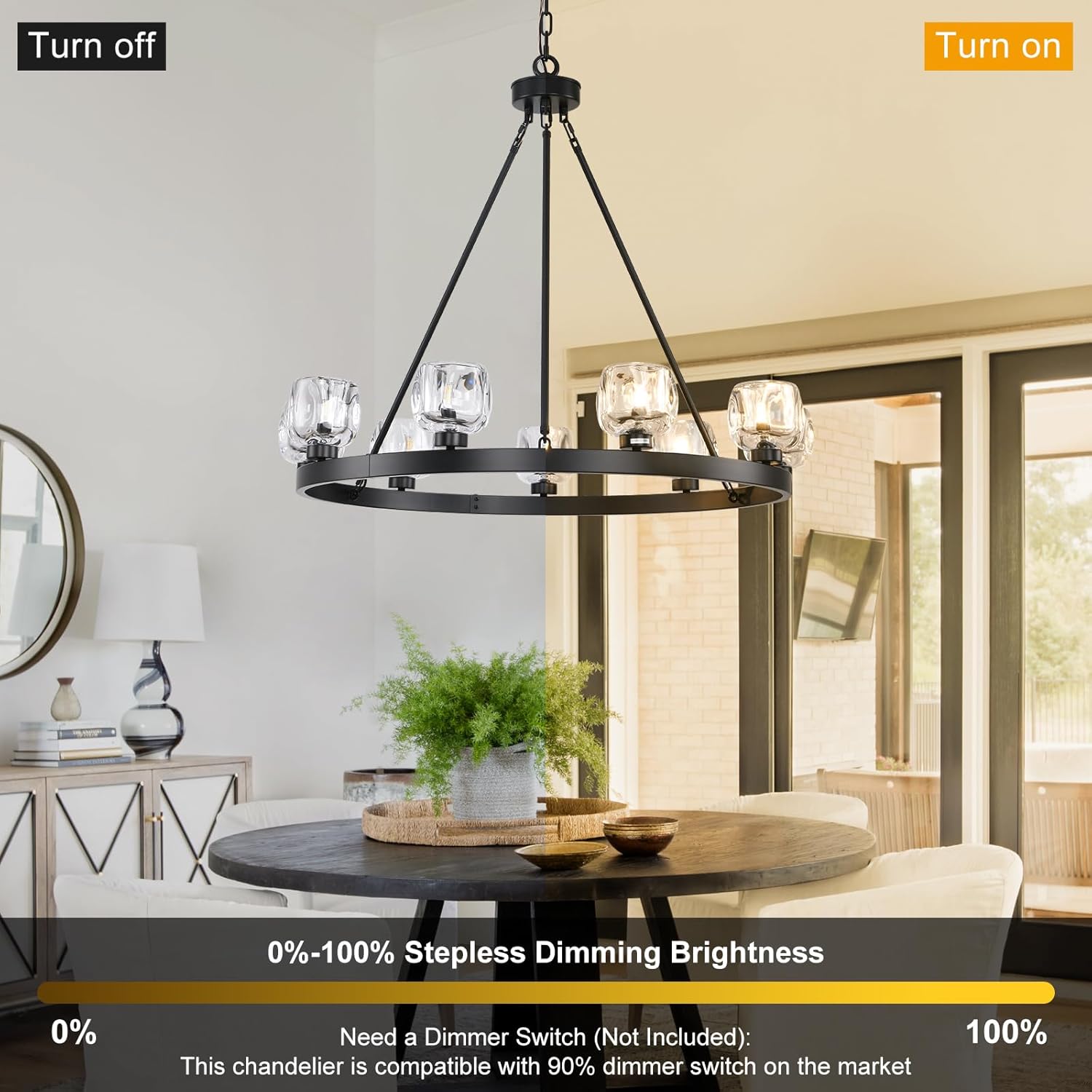 Modern Crystal Farmhouse Wagon Wheel Chandeliers for Dining Room