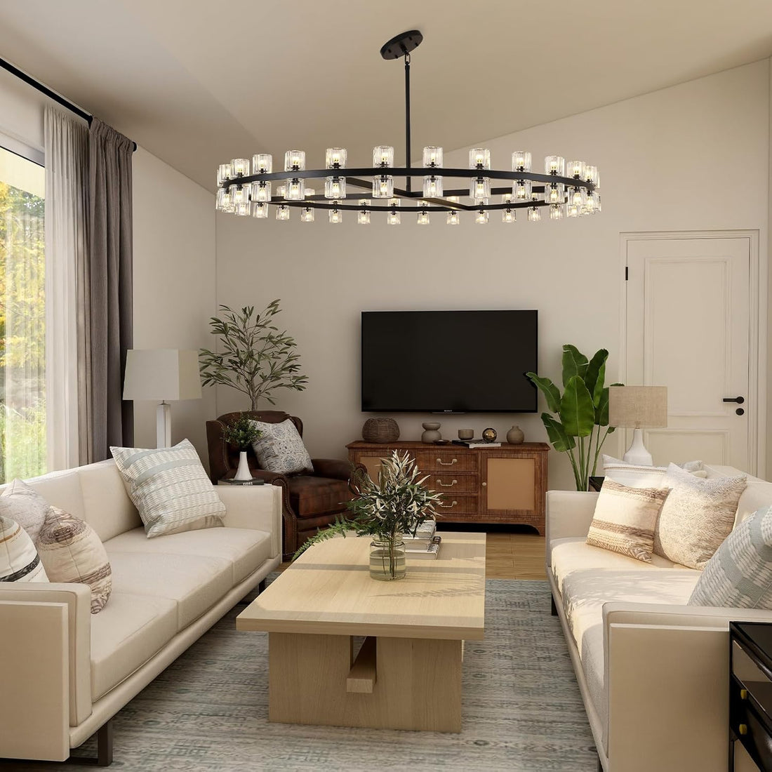 Arcachon Modern Crystal Round Chandelier 60"