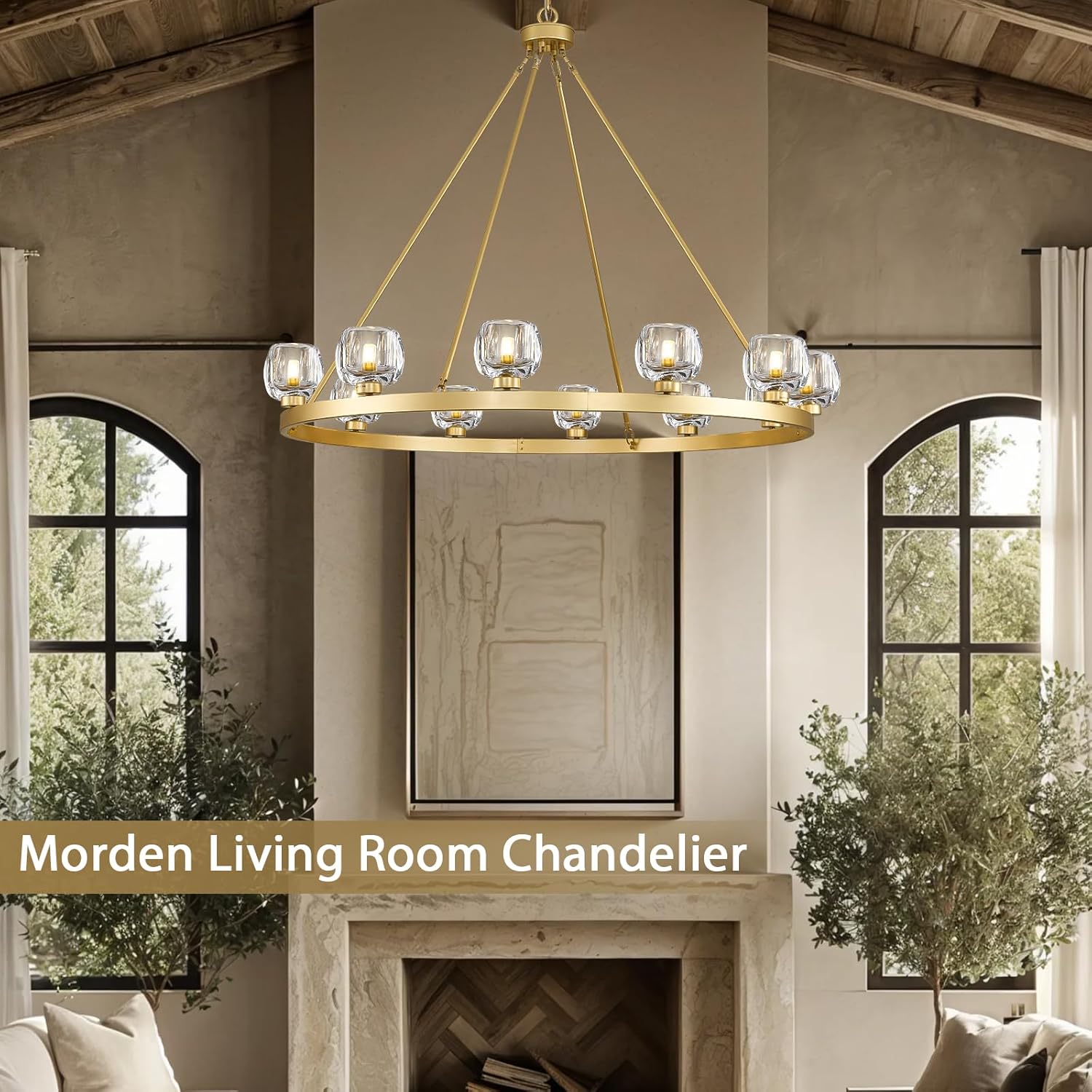 Modern Crystal Farmhouse Wagon Wheel Chandeliers for Dining Room
