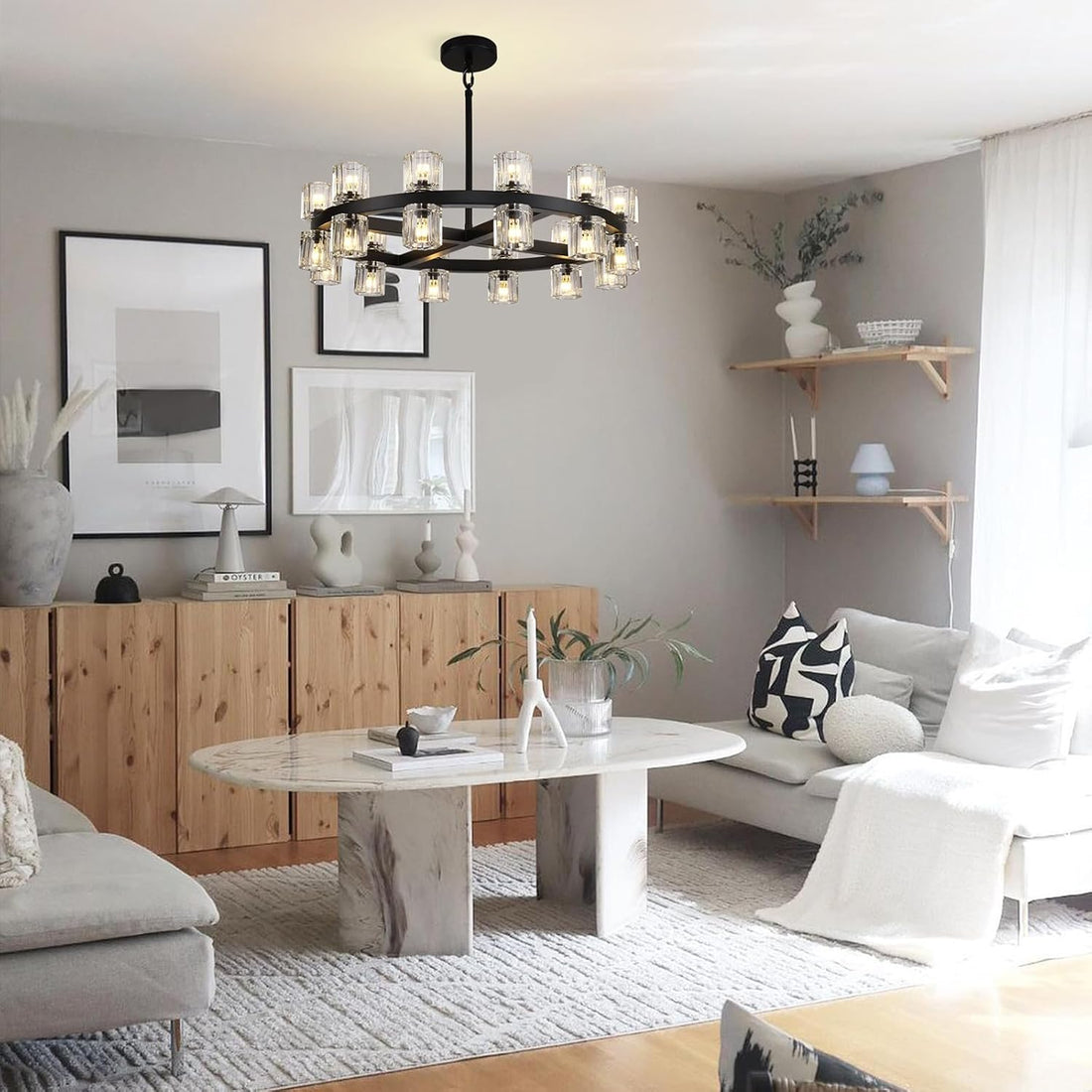 Arcachon Modern Crystal Round Chandelier 24"