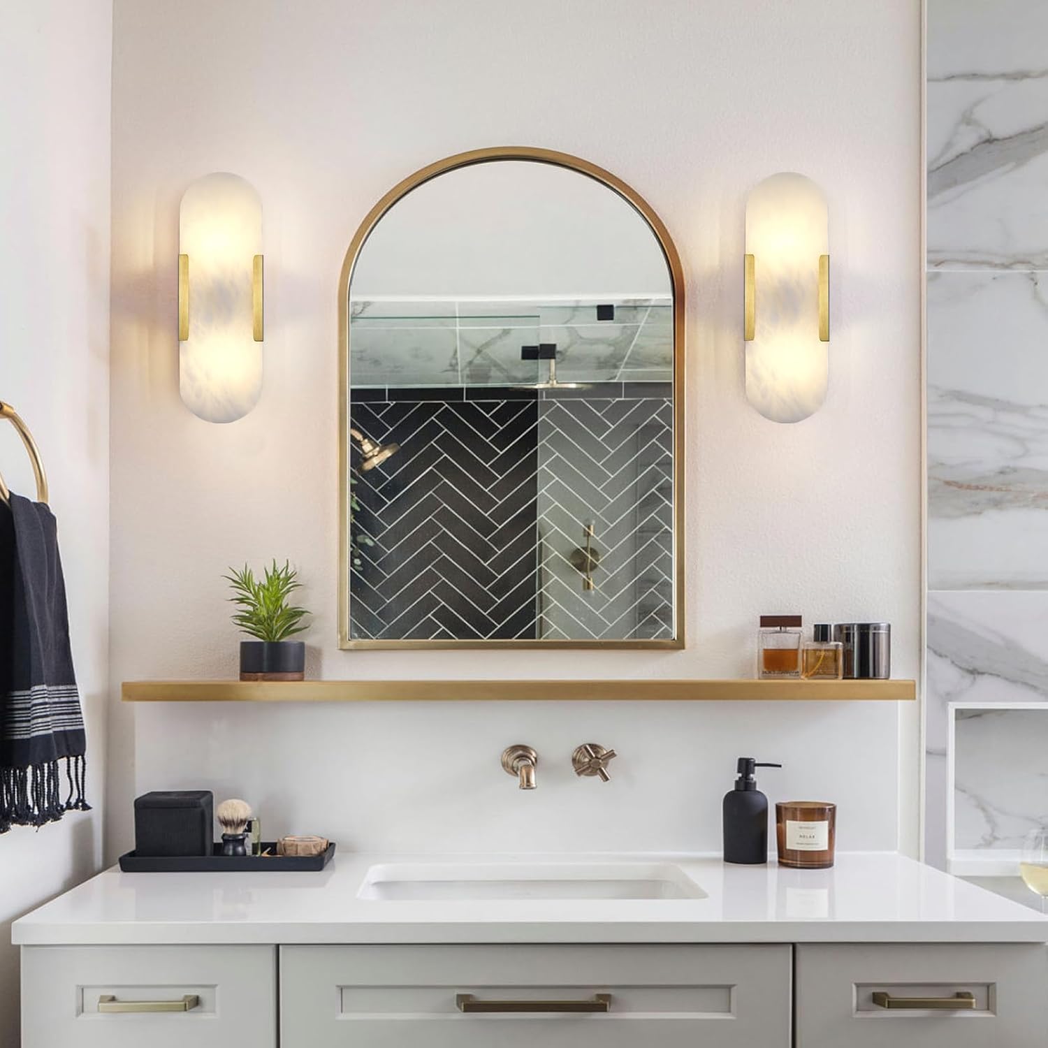 Trinidad Alabaster Wall Sconces 14" 20"