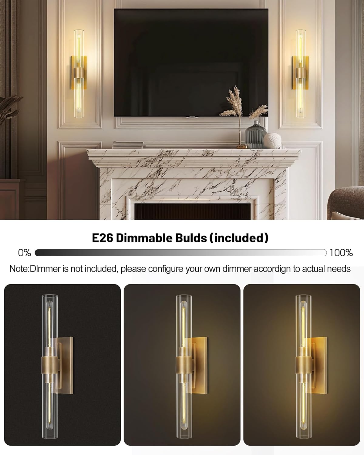 Modern Glass Wall Sconces 24.8in
