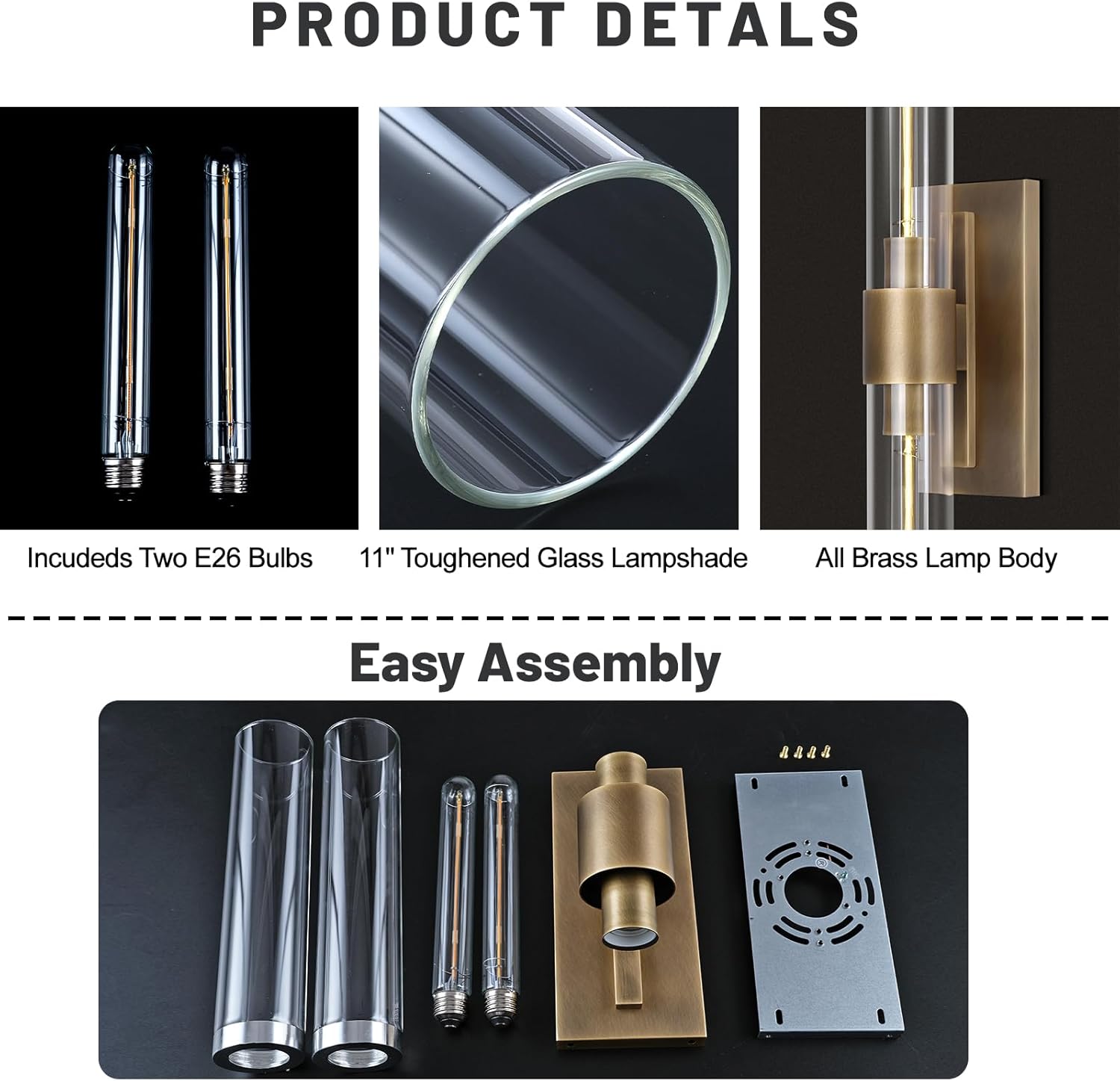 Modern Glass Wall Sconces 24.8in