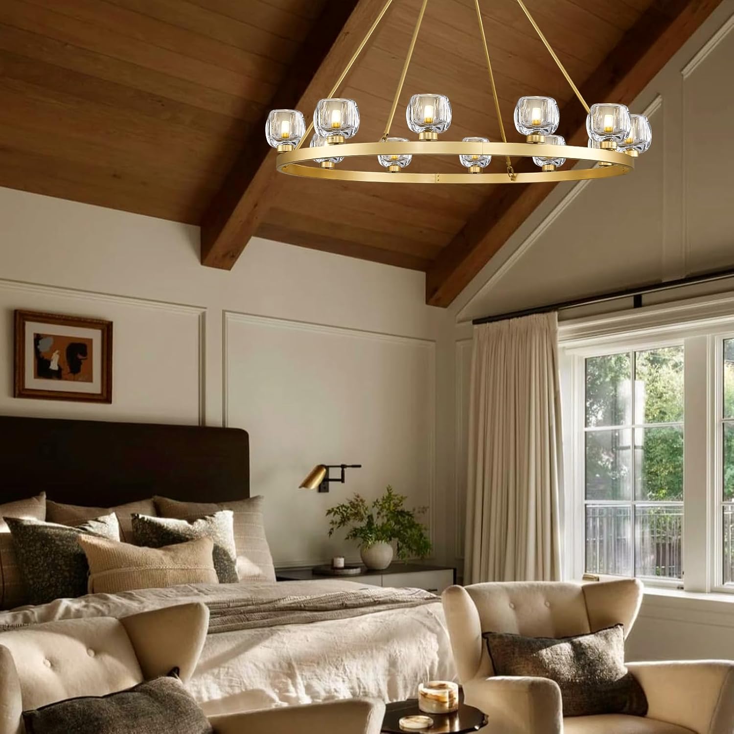 Modern Crystal Farmhouse Wagon Wheel Chandeliers for Dining Room