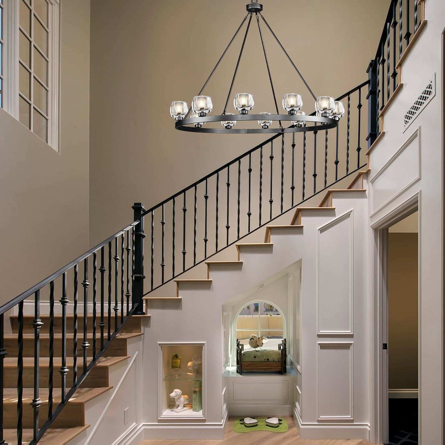 Modern Crystal Farmhouse Wagon Wheel Chandeliers for Dining Room