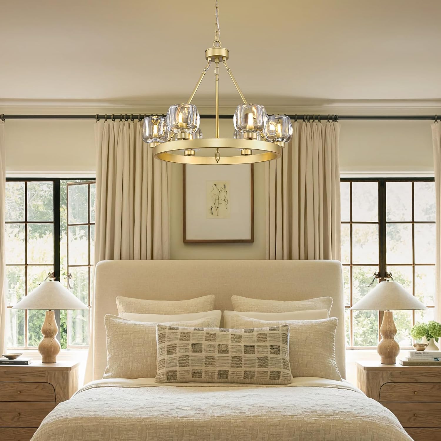 Modern Crystal Farmhouse Wagon Wheel Chandeliers for Dining Room