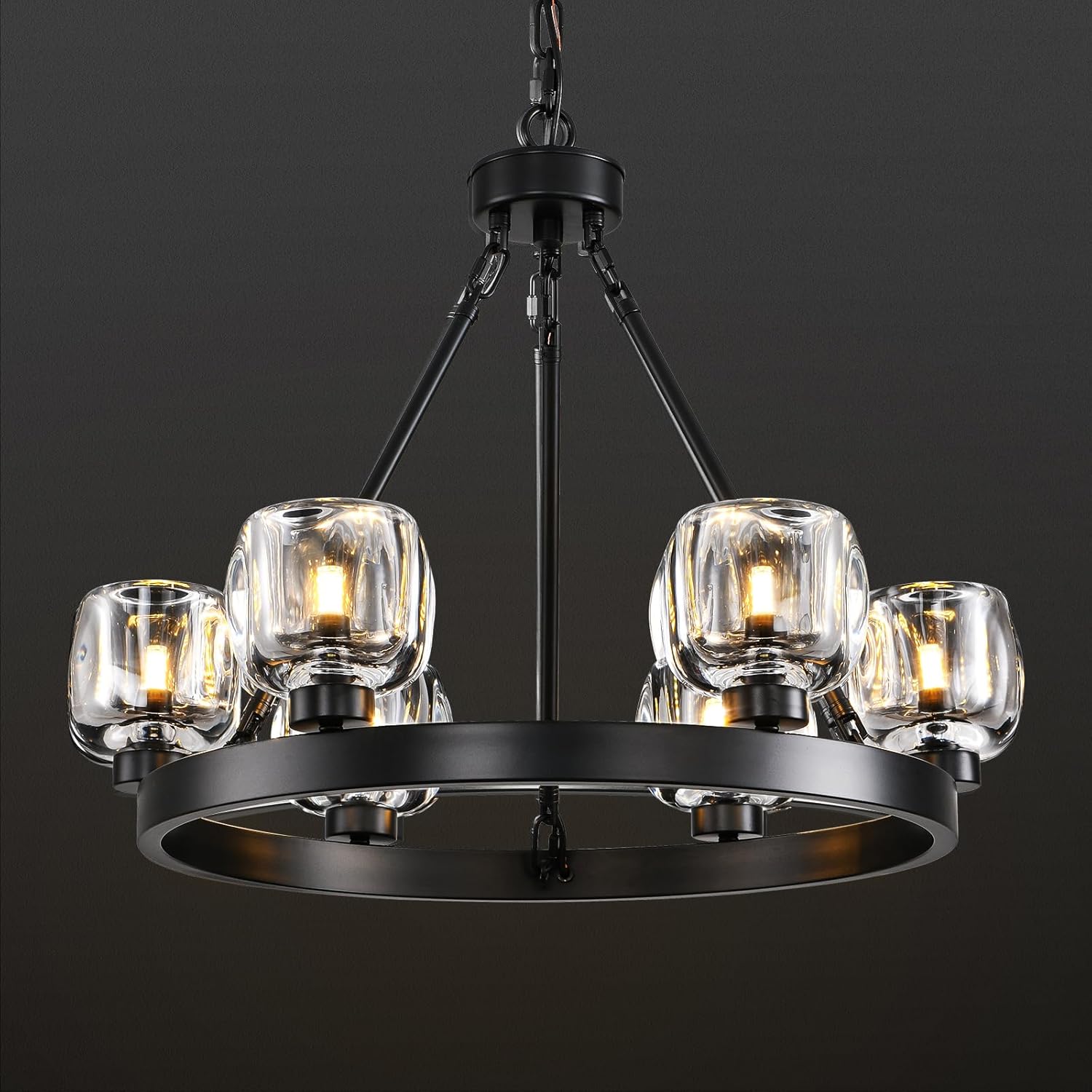 Modern Crystal Farmhouse Wagon Wheel Chandeliers for Dining Room