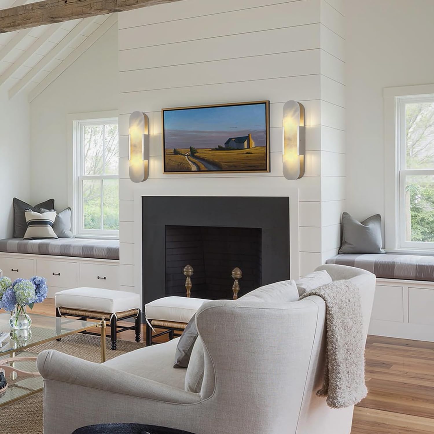 Trinidad Alabaster Wall Sconces 14" 20"