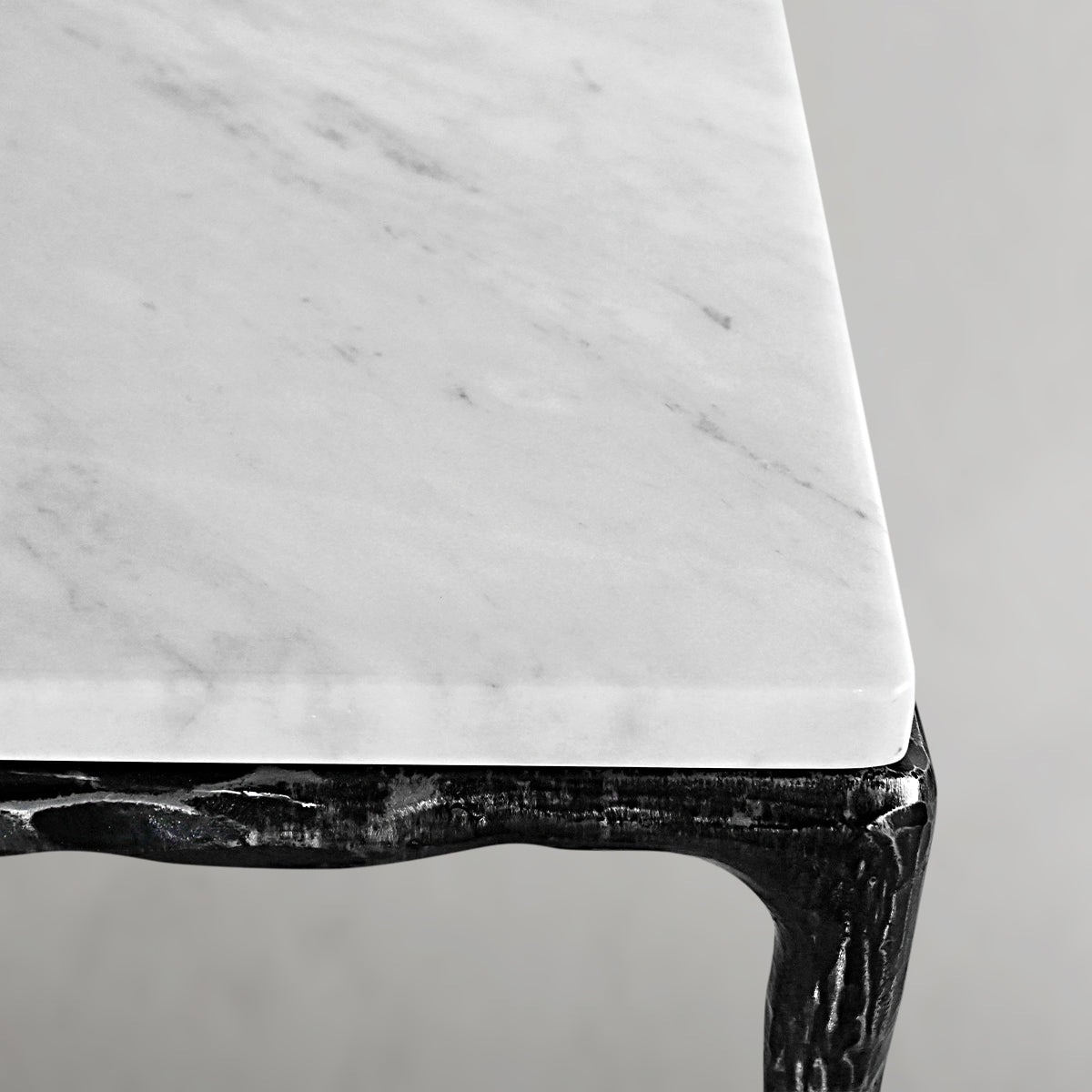 Hand-Forged Metal Rectangle Marble Console Table 60" 72"