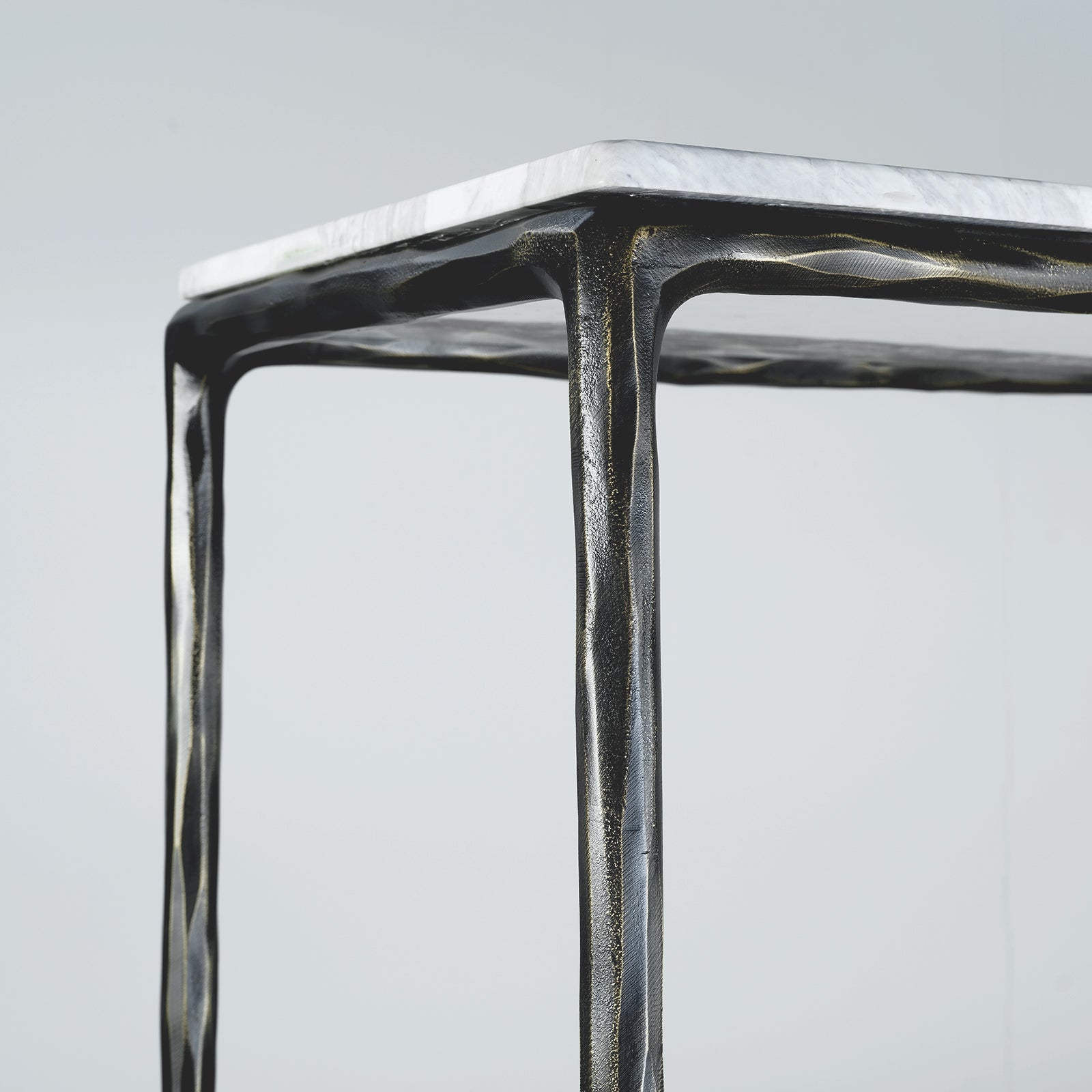 Hand-Forged Metal Rectangle Marble Console Table 60" 72"