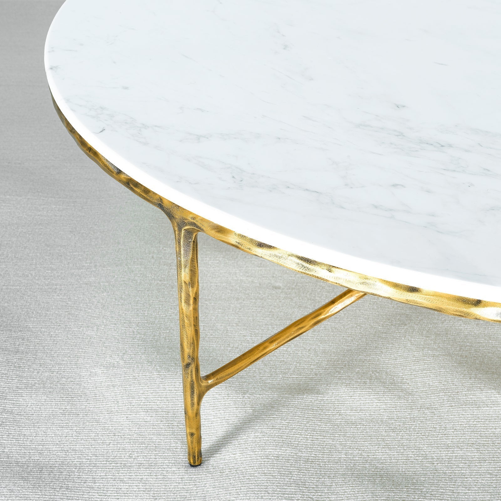 Hand-Forged Metal Marble Round Coffee Table 36" 55"