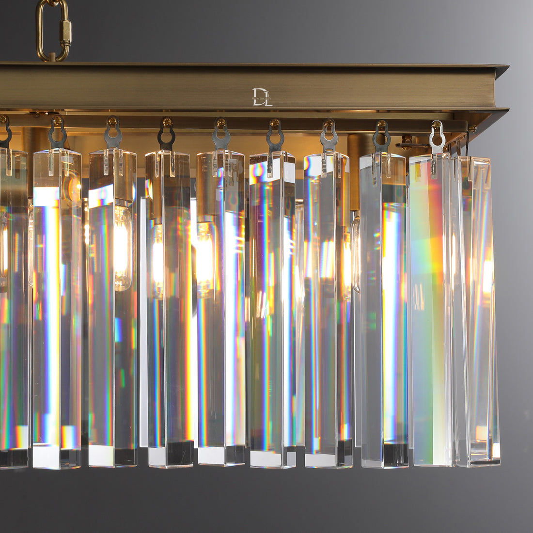 1920s Odeon 2-Layer Crystal Rectangle Chandelier 59"