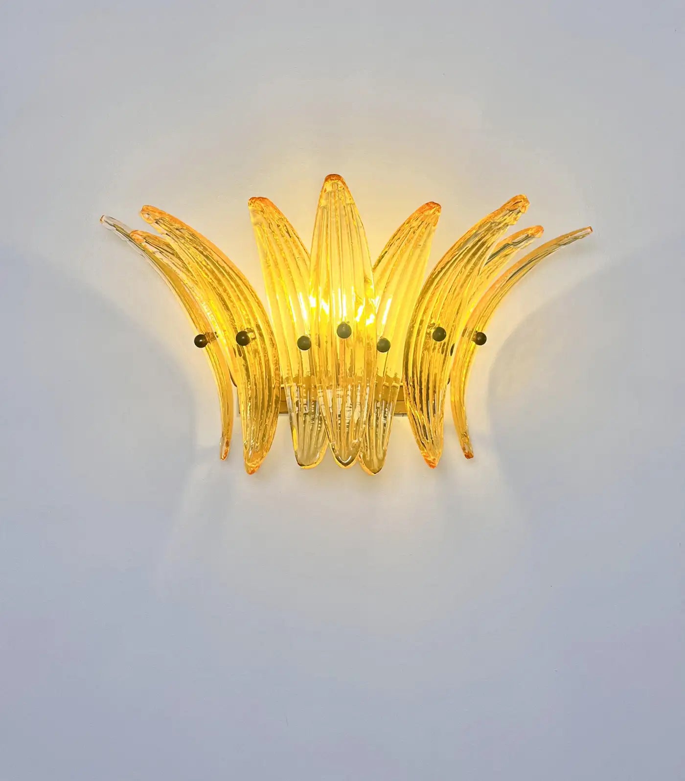 Vintage Palmette Wall Light, Amber Glasses