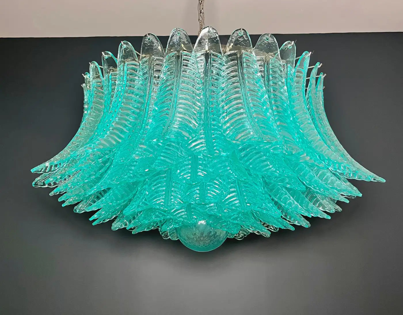 Large Murano glass Chandelier -100 turquoise Felci glasses