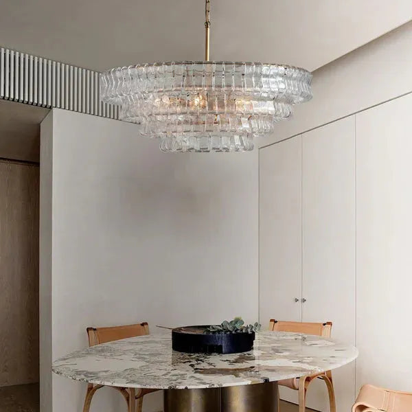 Amor 4-Tier Ghiaccio Glass Round Chandelier 36"