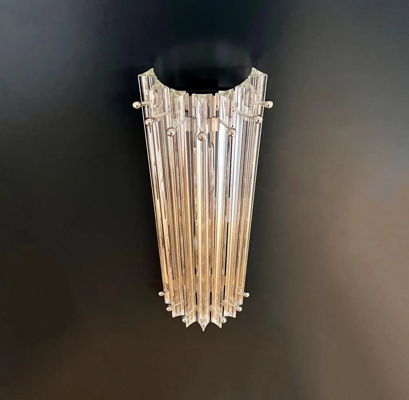 Pair of vintage Murano wall sconce – clear triedri - Column model
