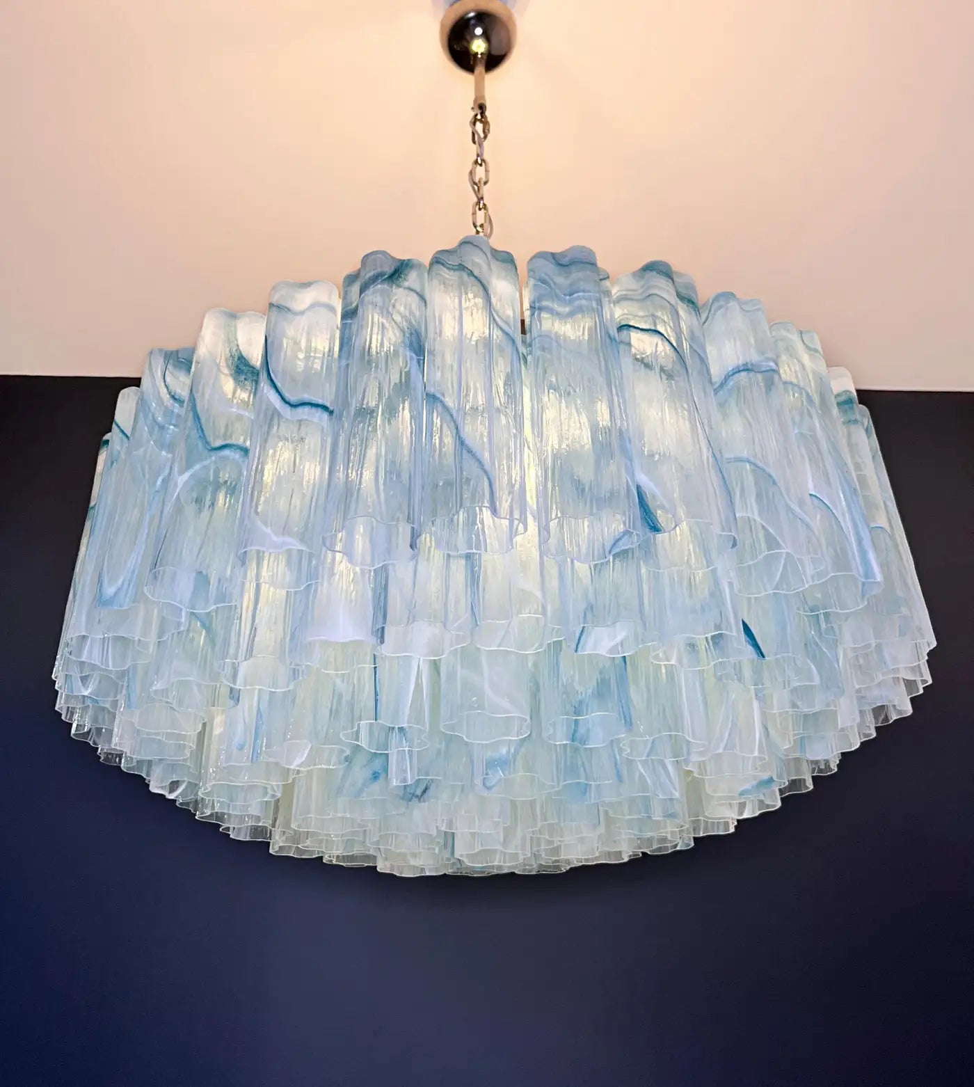 Large Murano glass Chandelier -101 blue alabaster glass tube