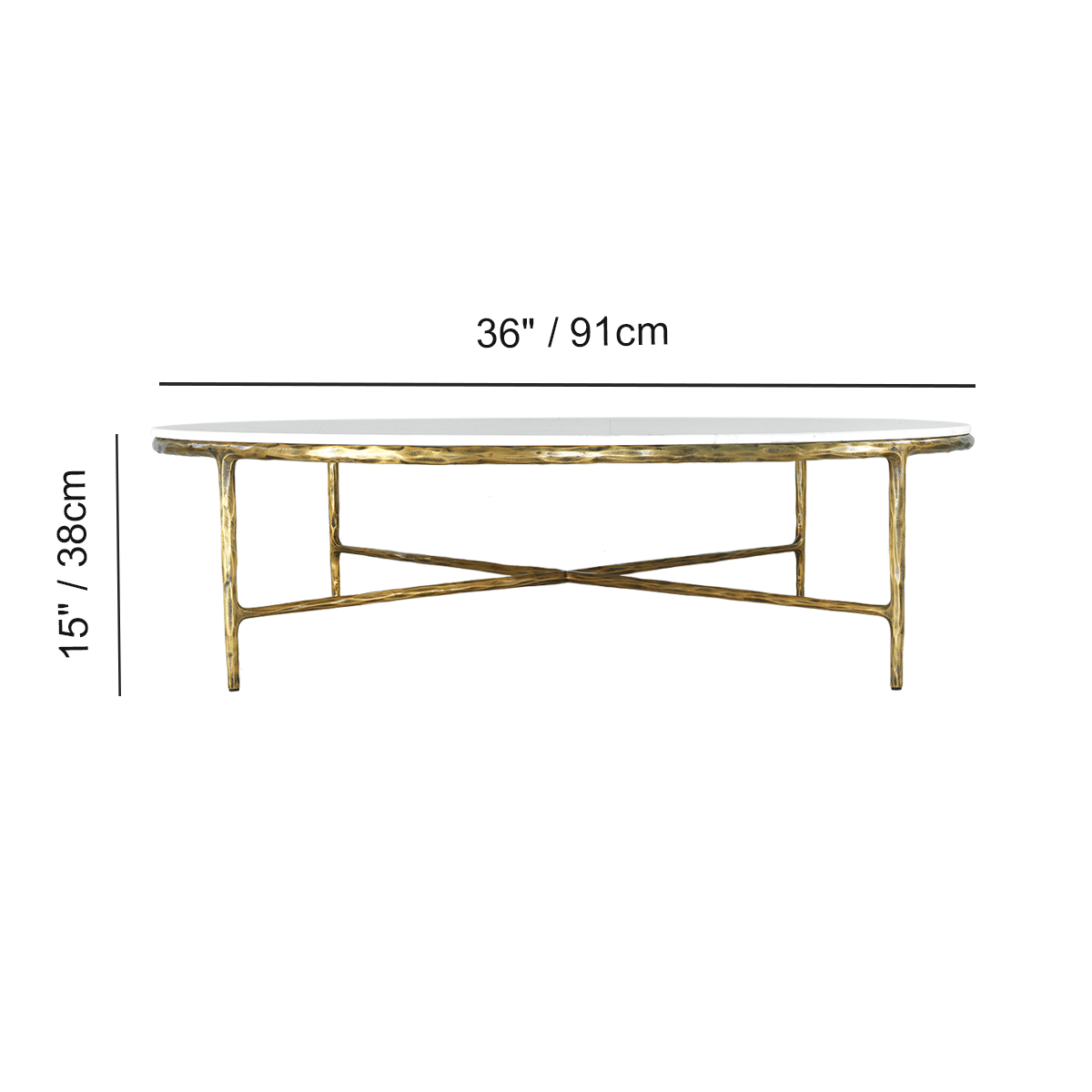 Hand-Forged Metal Marble Round Coffee Table 36" 55"