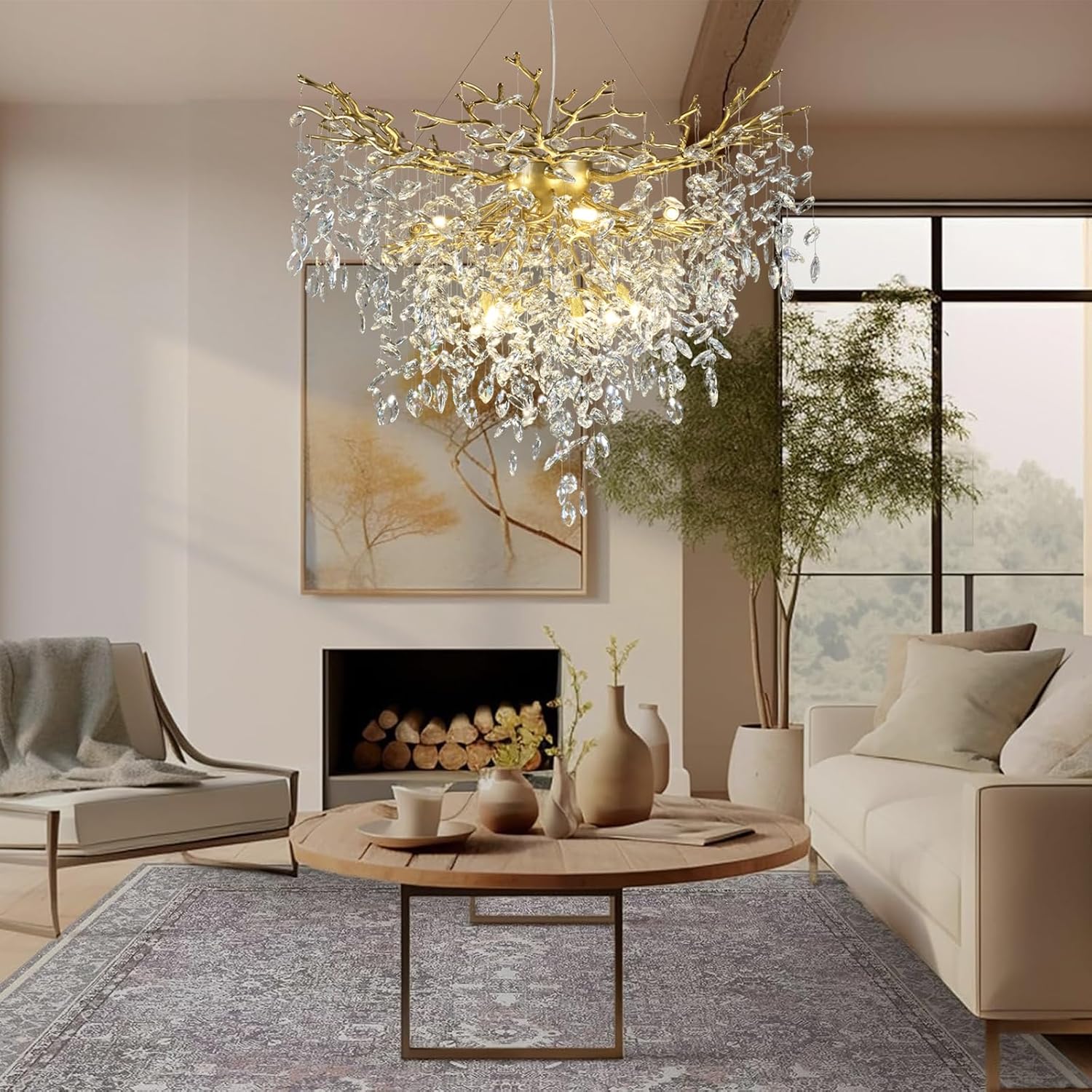 Solara Round Tree Branch Chandelier 24" 32" 40" Tree Branch