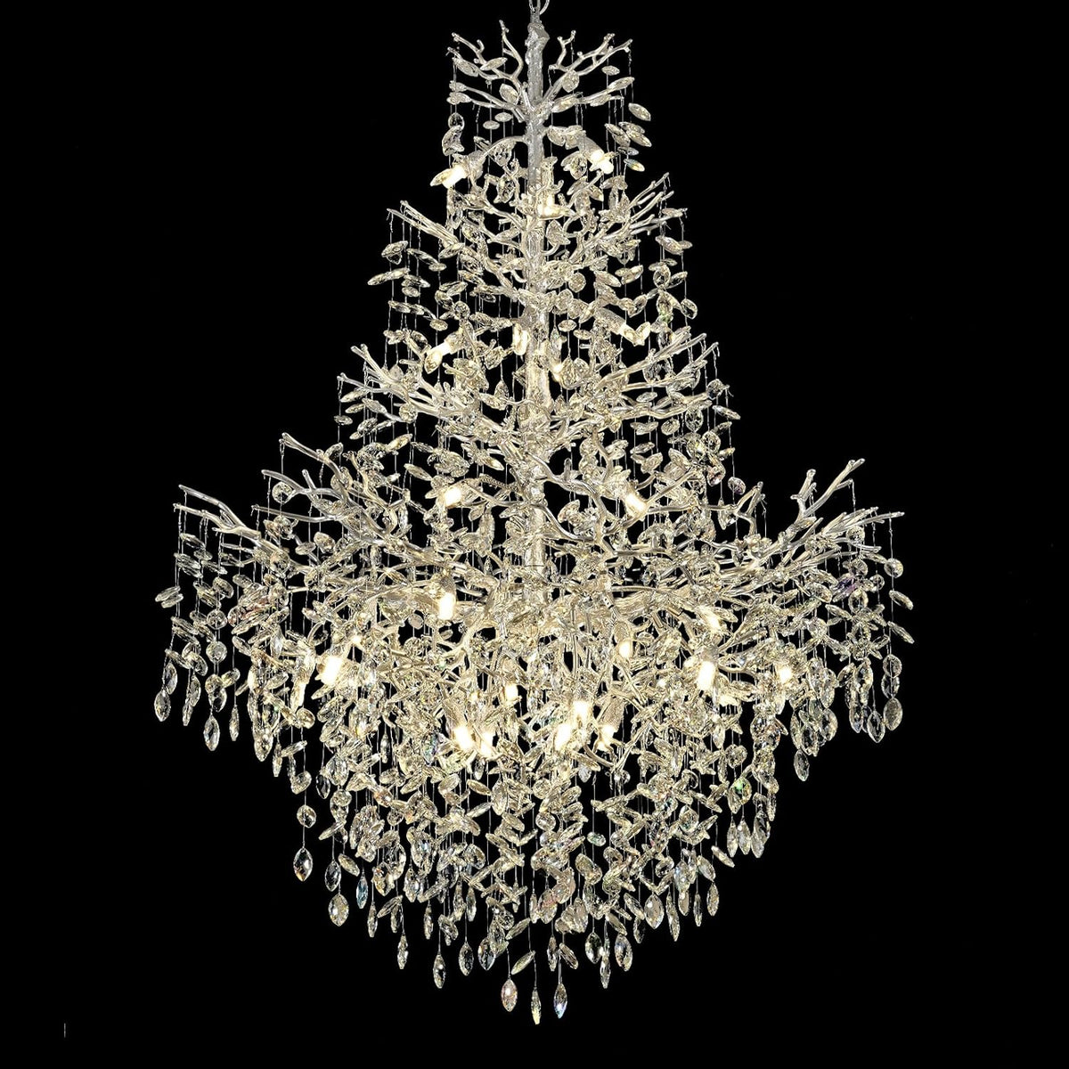 $5000+ Purchase Gift | H65" Silver Tree Branch Crystal High Ceilings Chandeliers