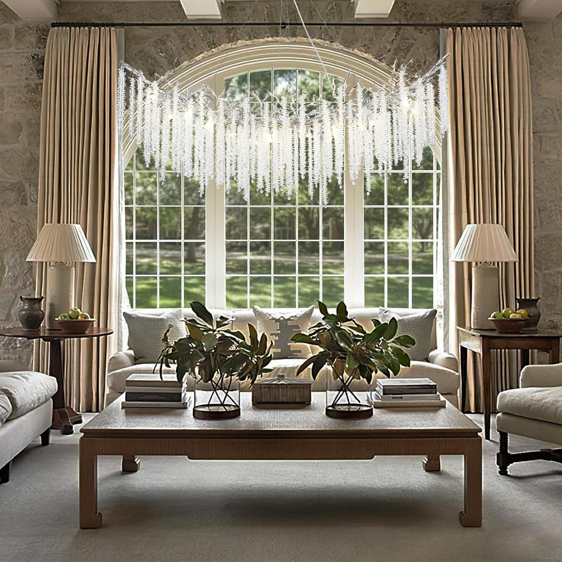 Round Silver Tree Branches Chandeliers L55" - Fast Delivery-1-Luxehomezone