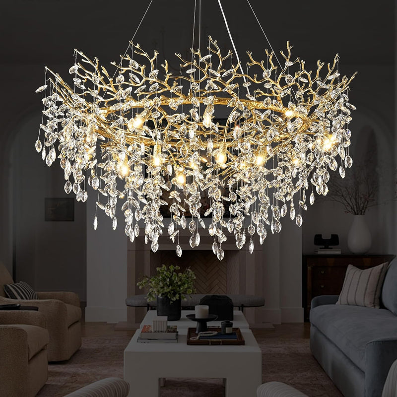 Round Silver Tree Branche Chandelier48" - Fast Delivery-1-Luxehomezone
