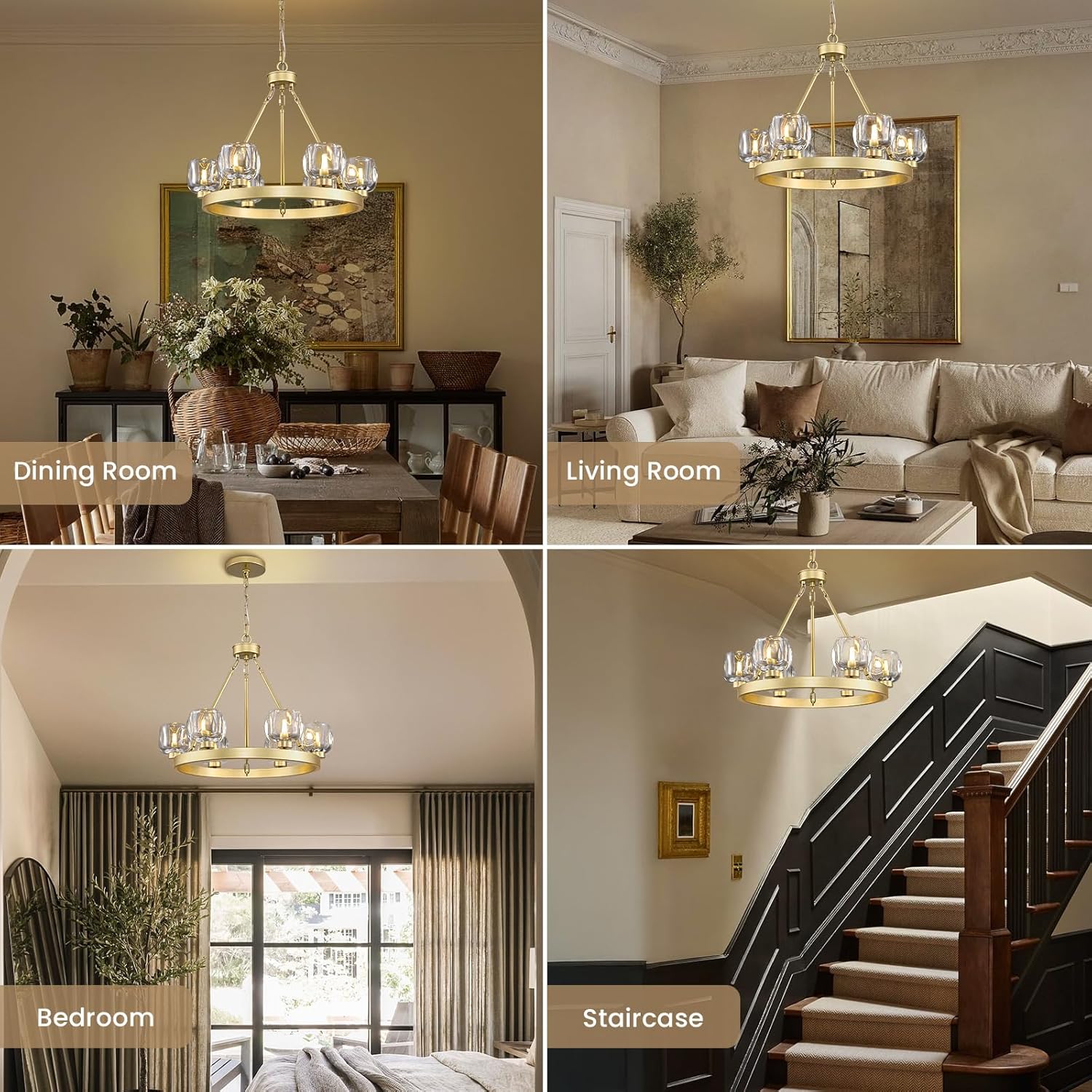 Modern Crystal Farmhouse Wagon Wheel Chandeliers for Dining Room