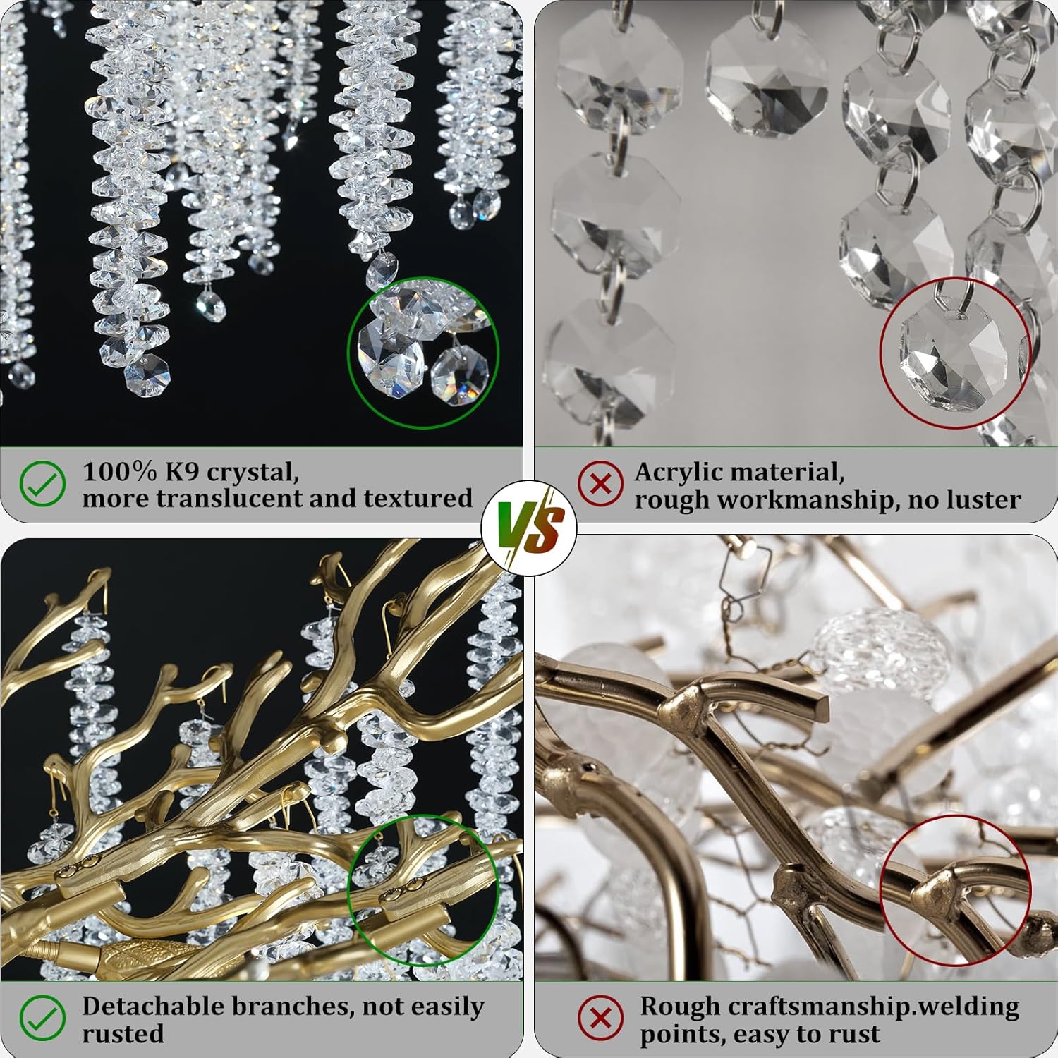 Round Gold Tree Branches Chandelier 47" - Fast Delivery-1-Luxehomezone