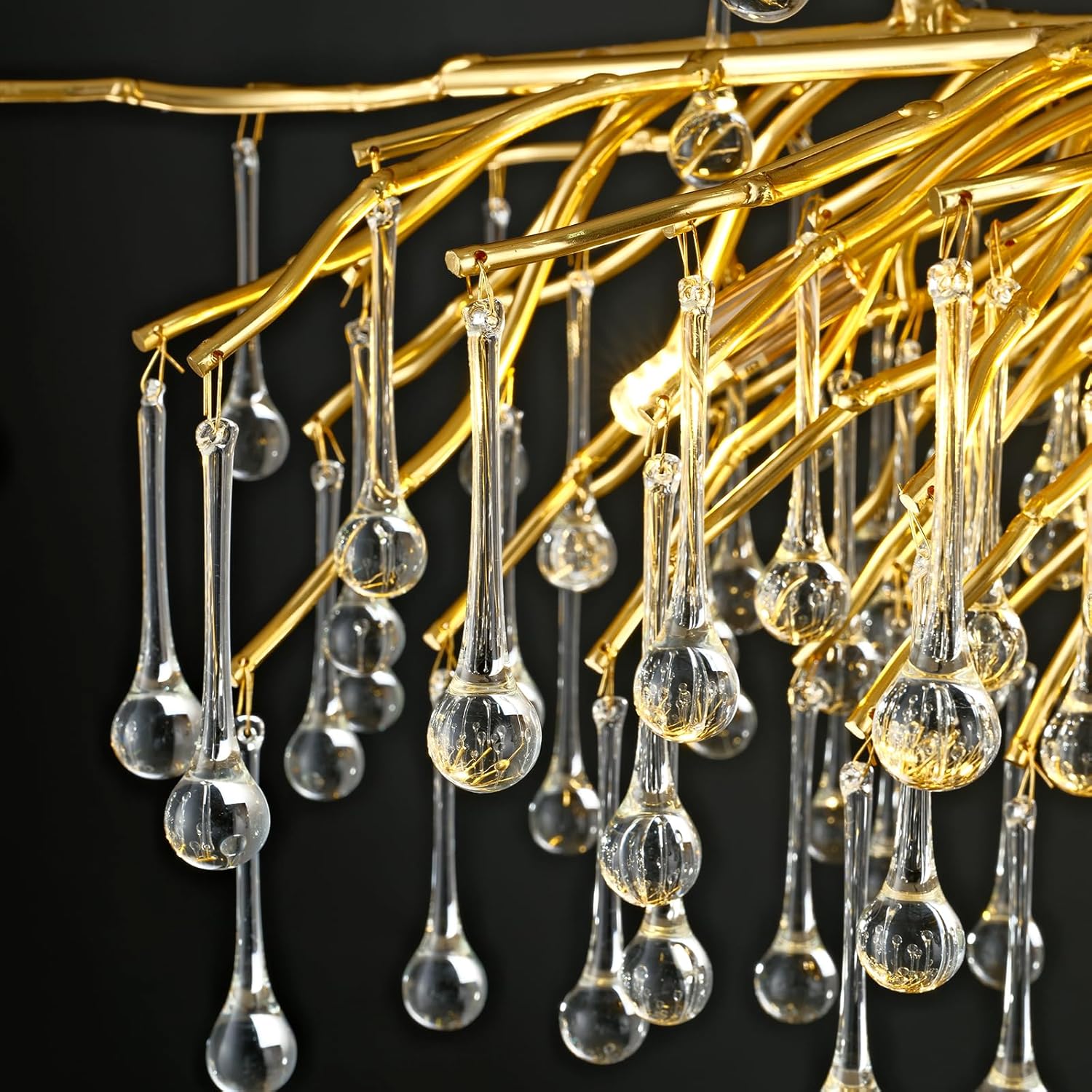 Gold Raindrop Crystal Chandelier,  Tree Branch Chandelier for Dining Room - Fast Delivery-1-Luxehomezone