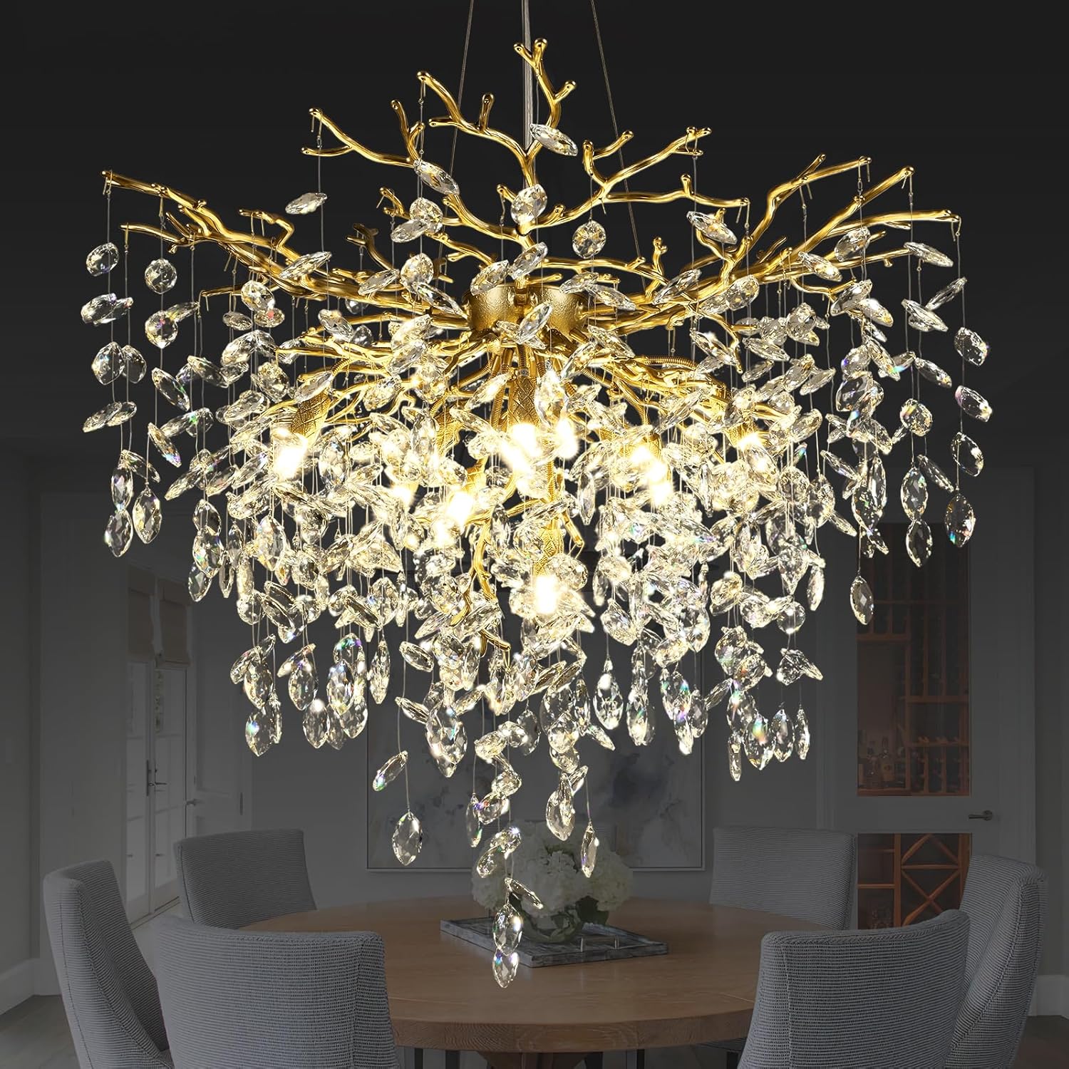 Solara Round Tree Branch Chandelier 24" 32" 40" Tree Branch