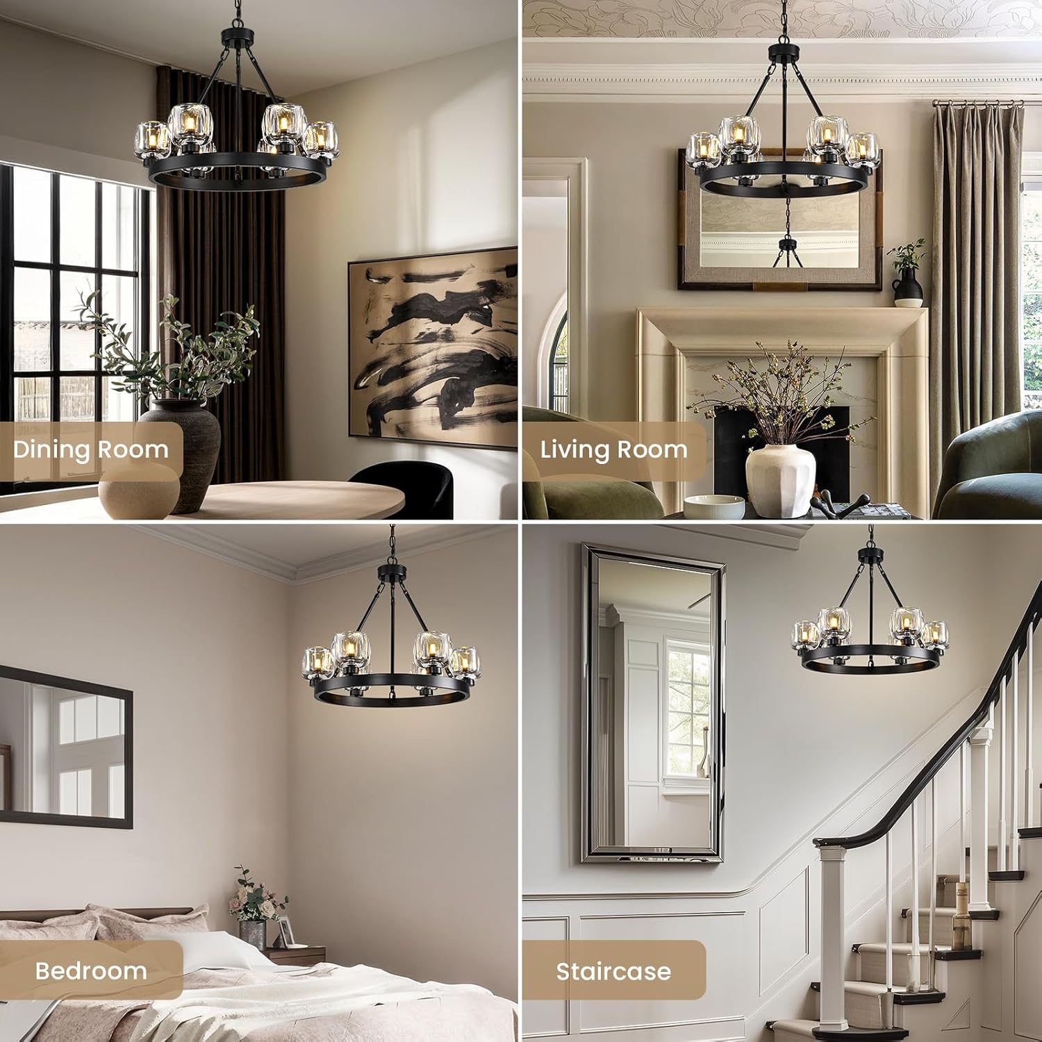 Modern Crystal Farmhouse Wagon Wheel Chandeliers for Dining Room