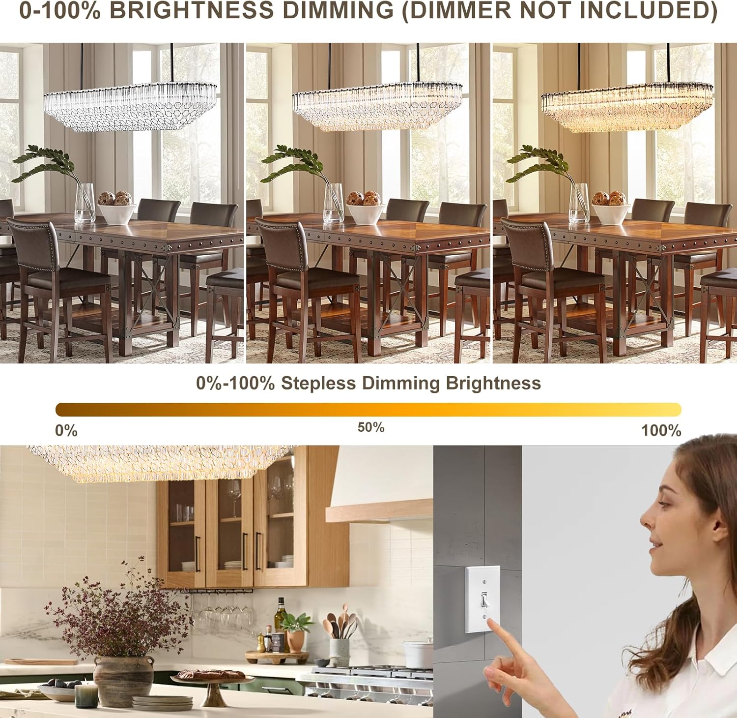 MDEGLYO Modern Amber and Clear Glass Chandelier