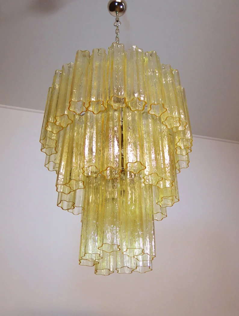 Murano Chandelier 48 Yellow Glass Tubes