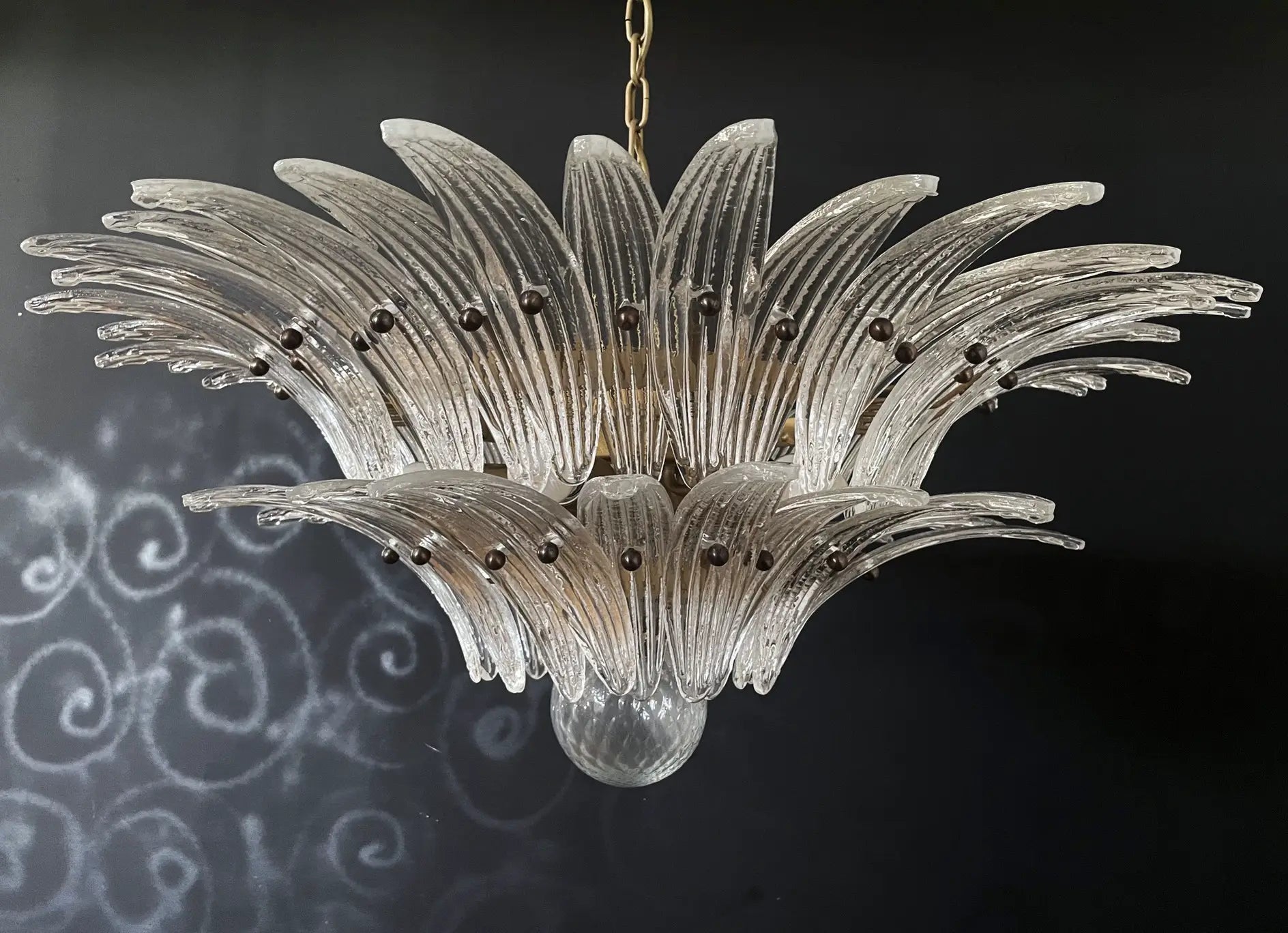 Murano Chandelier 58 Clear Palmette Glass