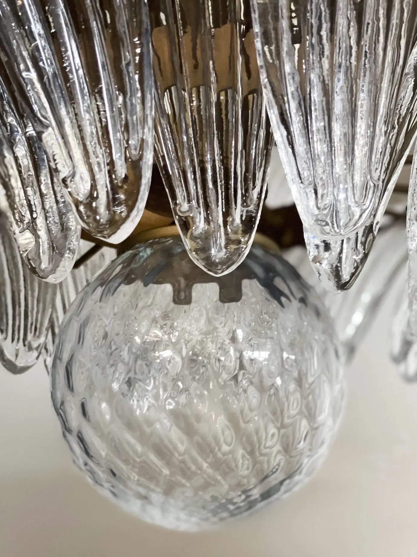 Murano Chandelier 58 Clear Palmette Glass